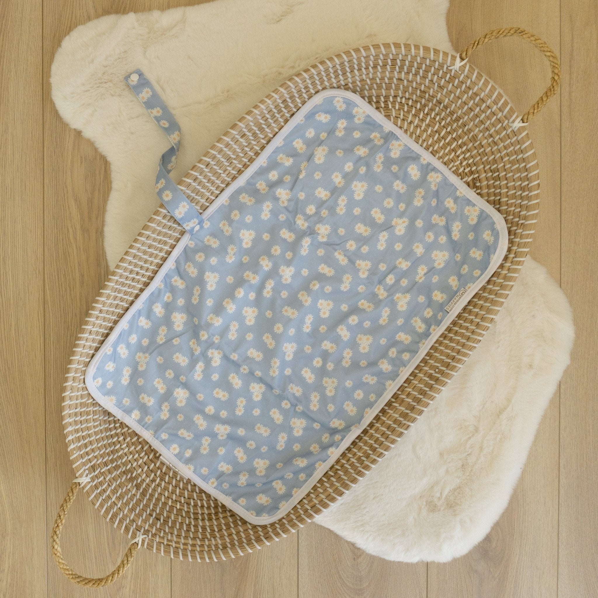 Baby Travel Changing Mats - Ditsy Daisy Sky Blue - Modern Cloth Nappies
