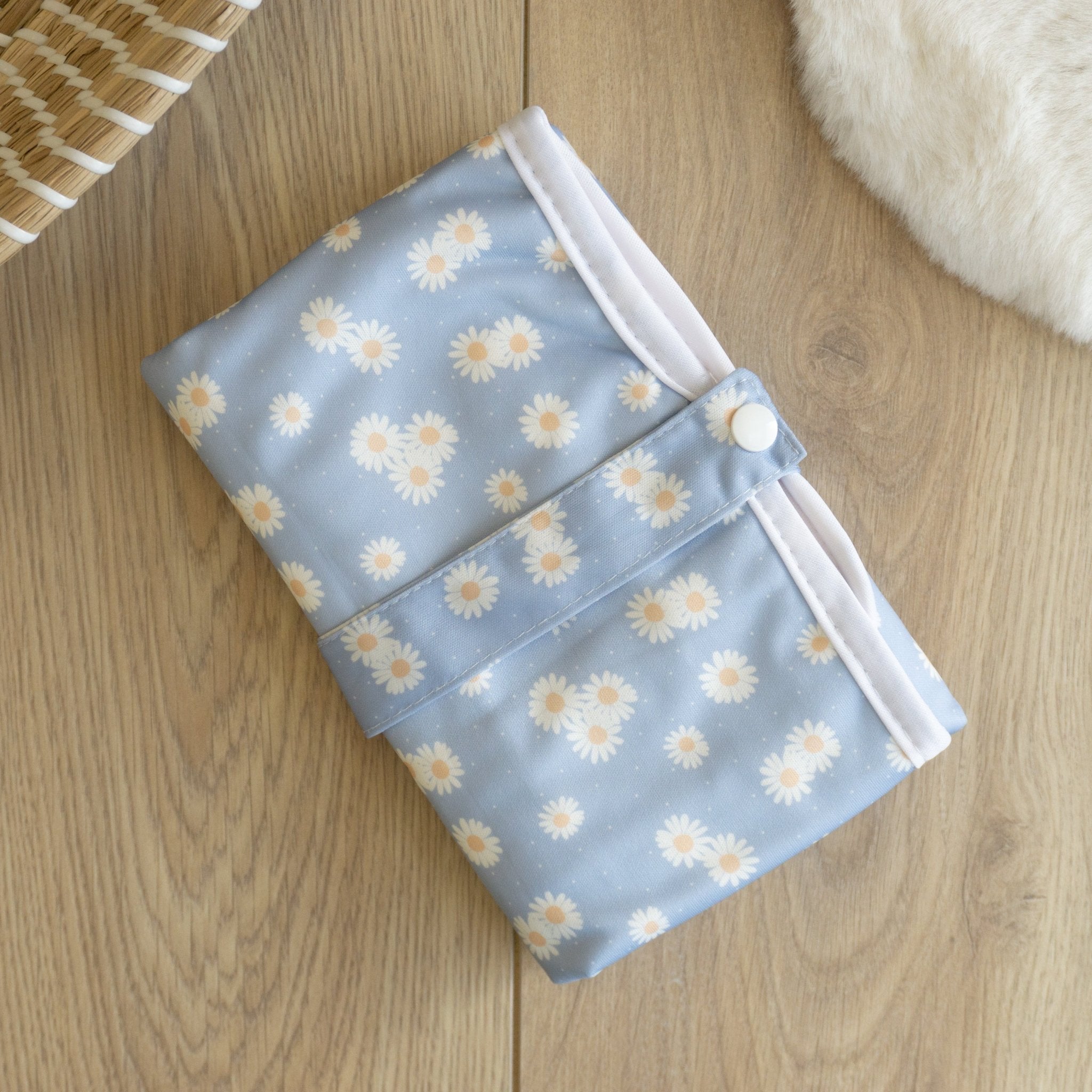 Baby Travel Changing Mats - Ditsy Daisy Sky Blue - Modern Cloth Nappies