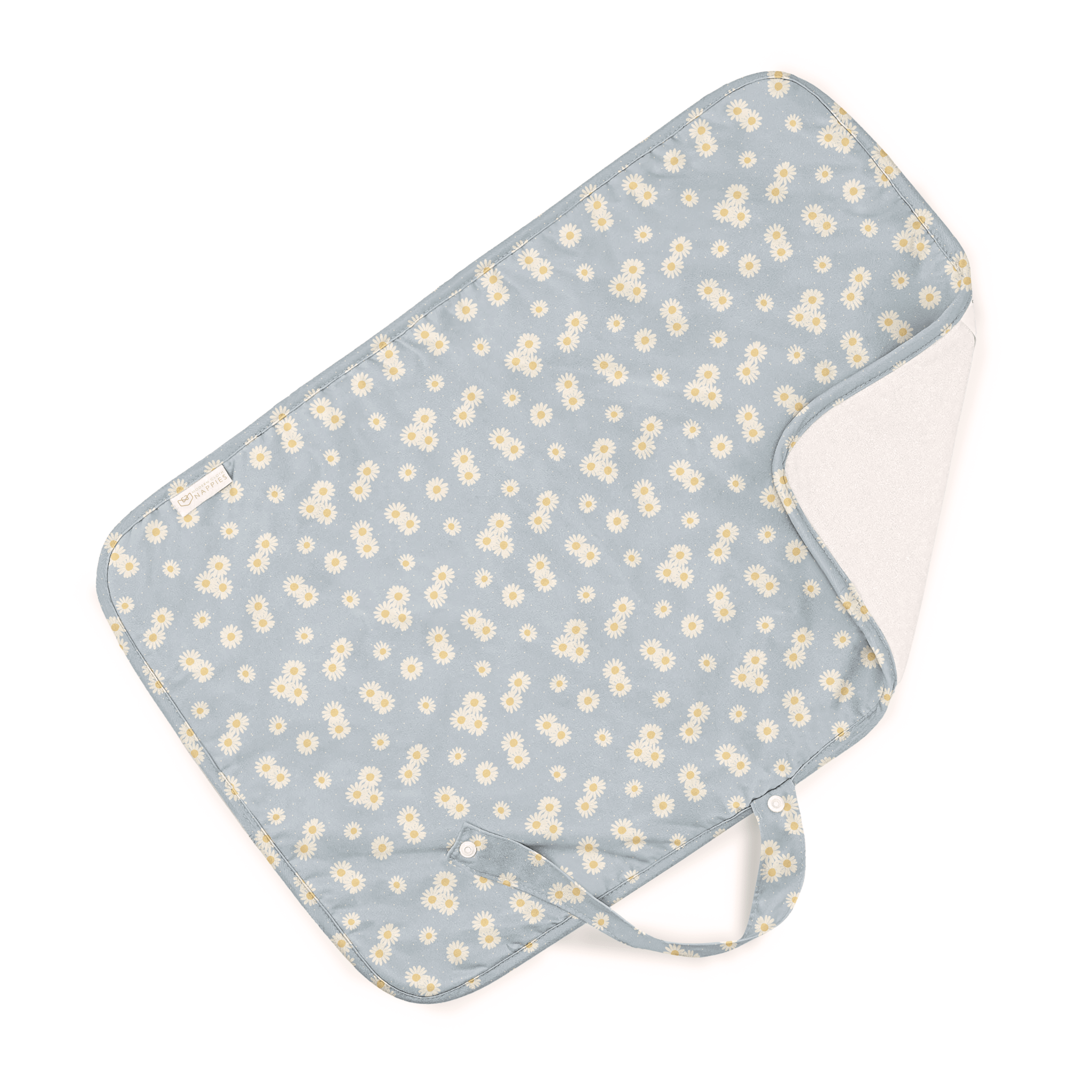 Baby Travel Changing Mats - Ditsy Daisy Sky Blue - Modern Cloth Nappies