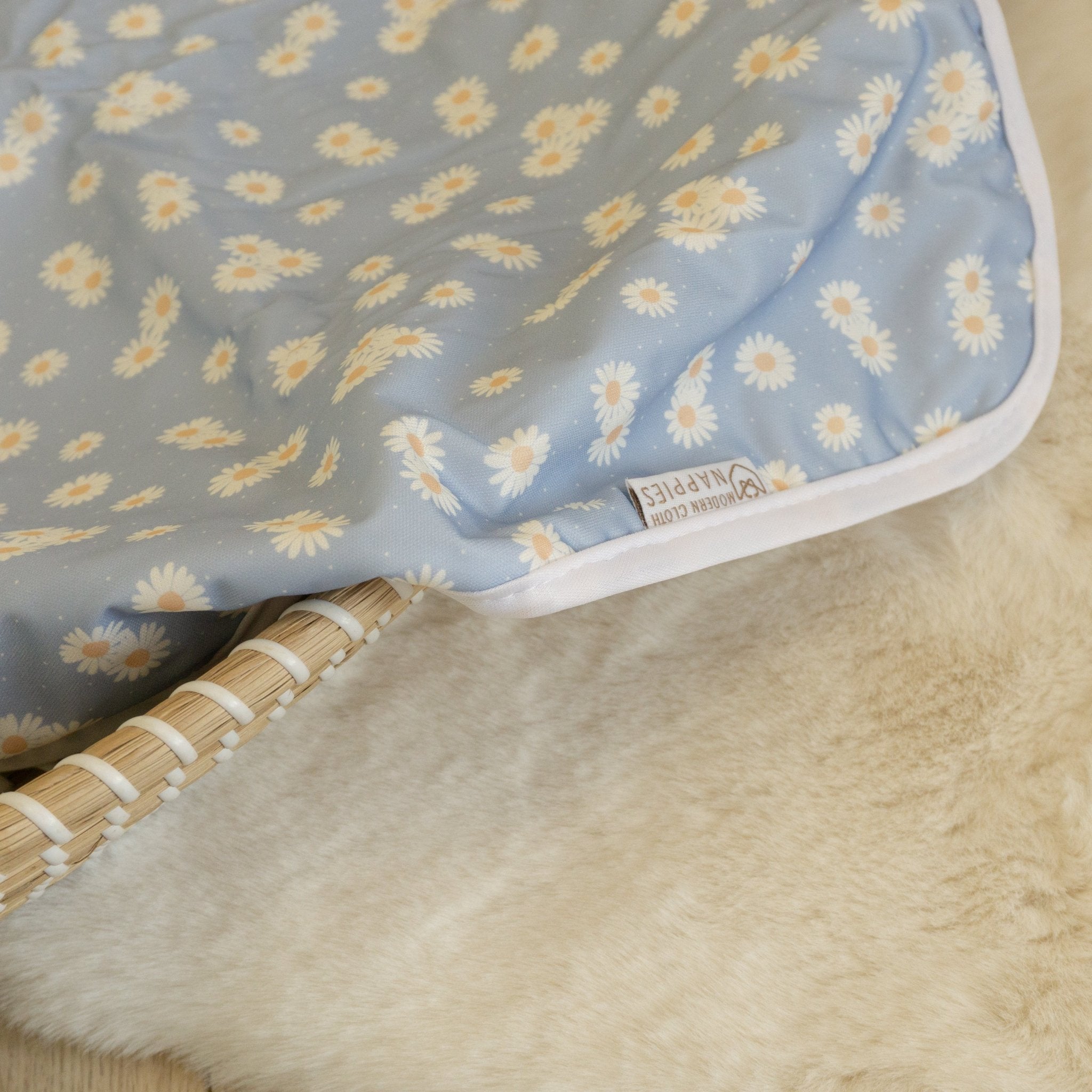 Baby Travel Changing Mats - Ditsy Daisy Sky Blue - Modern Cloth Nappies
