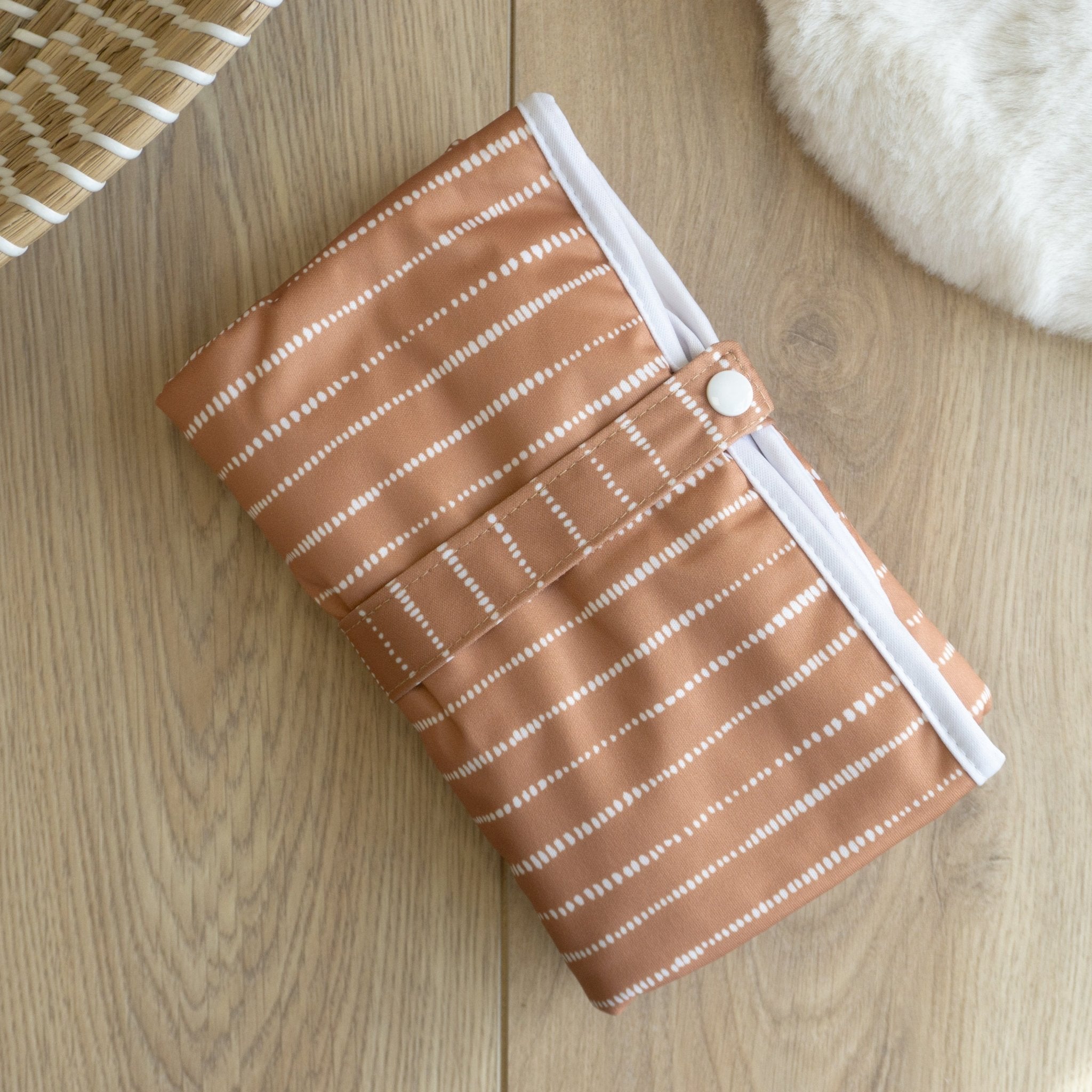Baby Travel Changing Mats - Dune Tan with White - Modern Cloth Nappies