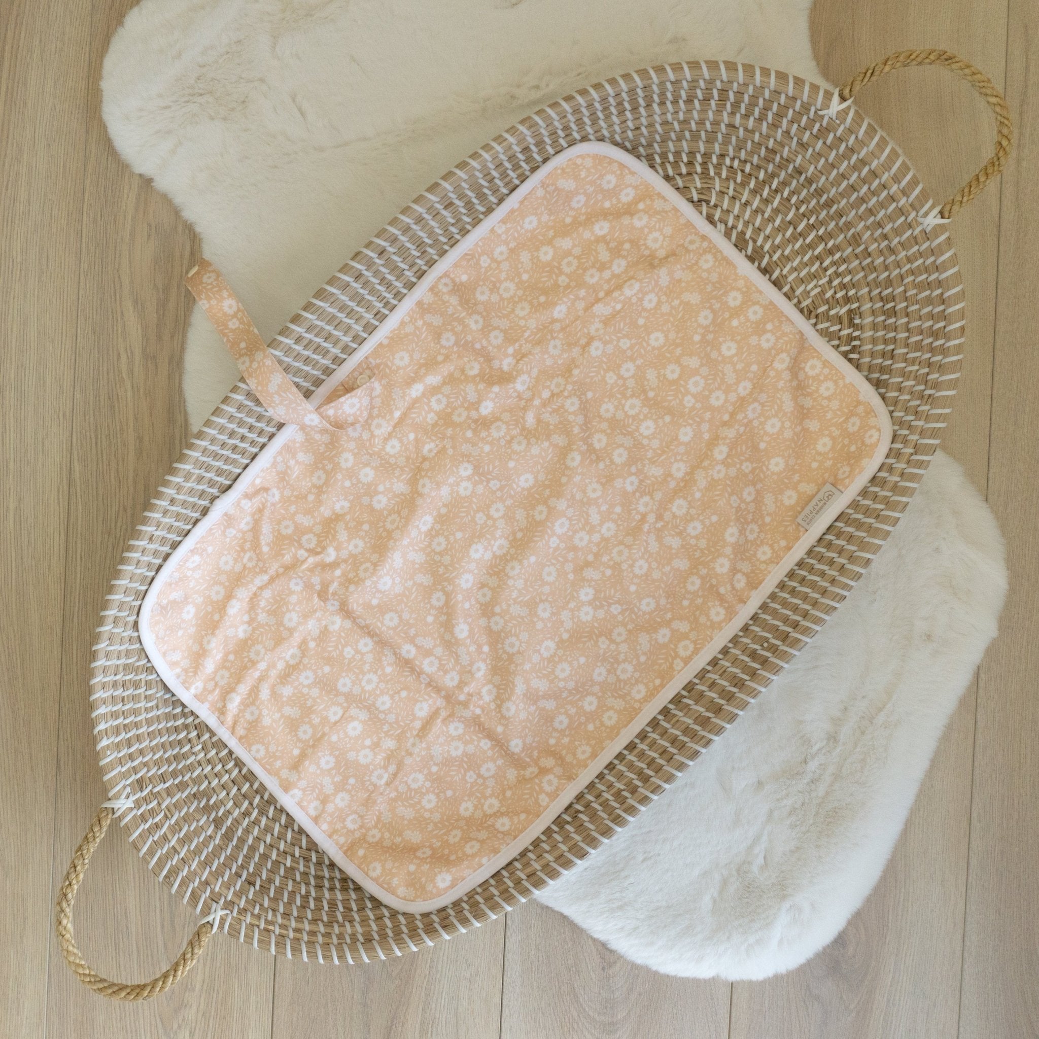 Baby Travel Changing Mats - Flower Power Peach - Modern Cloth Nappies