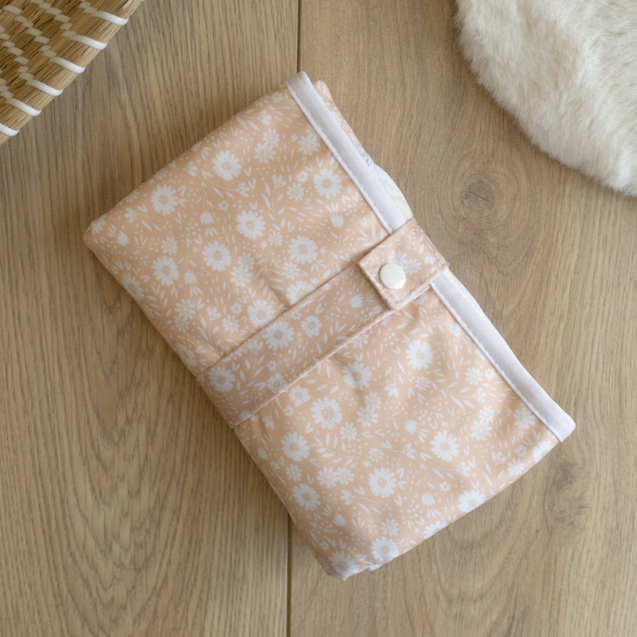 Baby Travel Changing Mats - Flower Power Peach - Modern Cloth Nappies