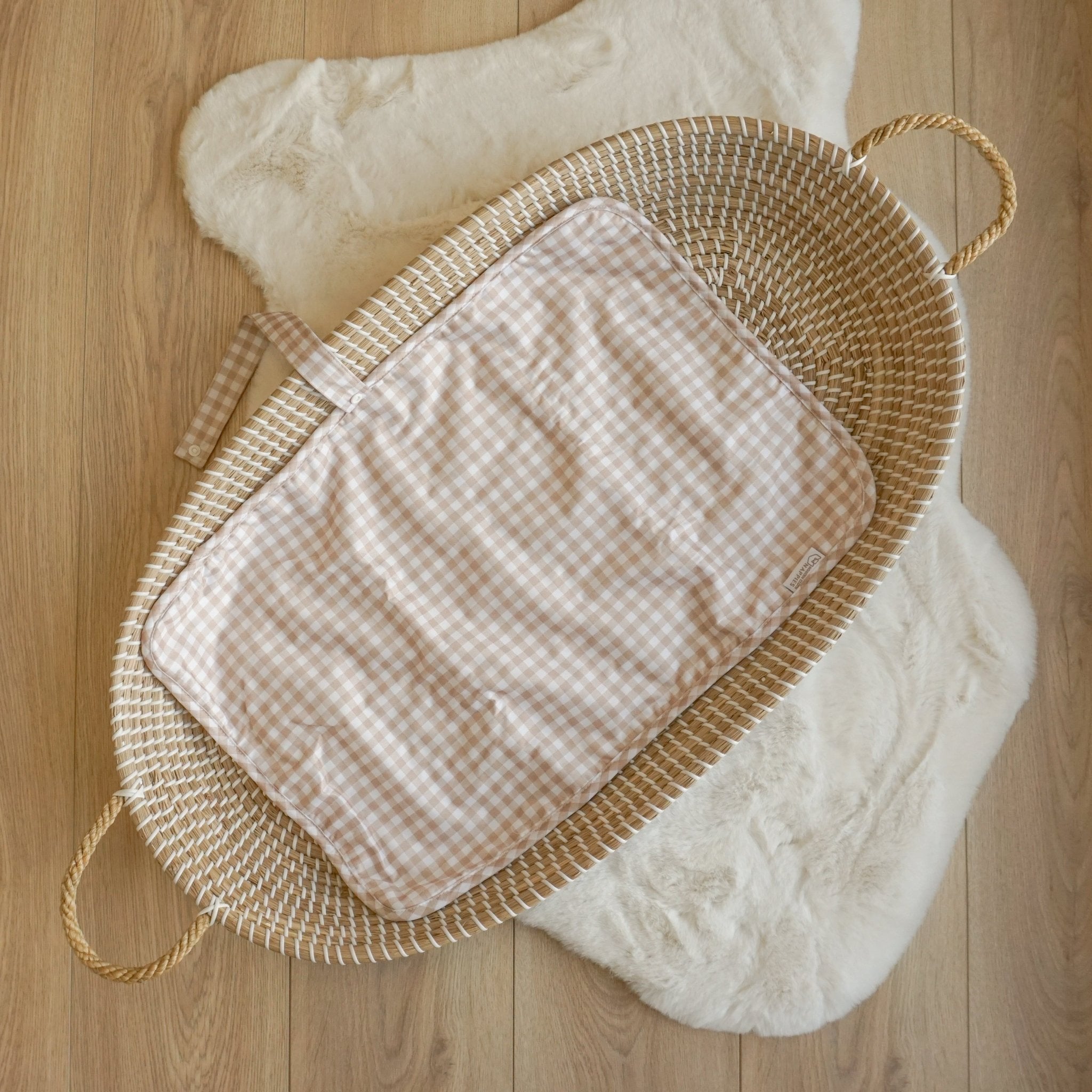 Baby Travel Changing Mats - Gingham Taupe - Modern Cloth Nappies