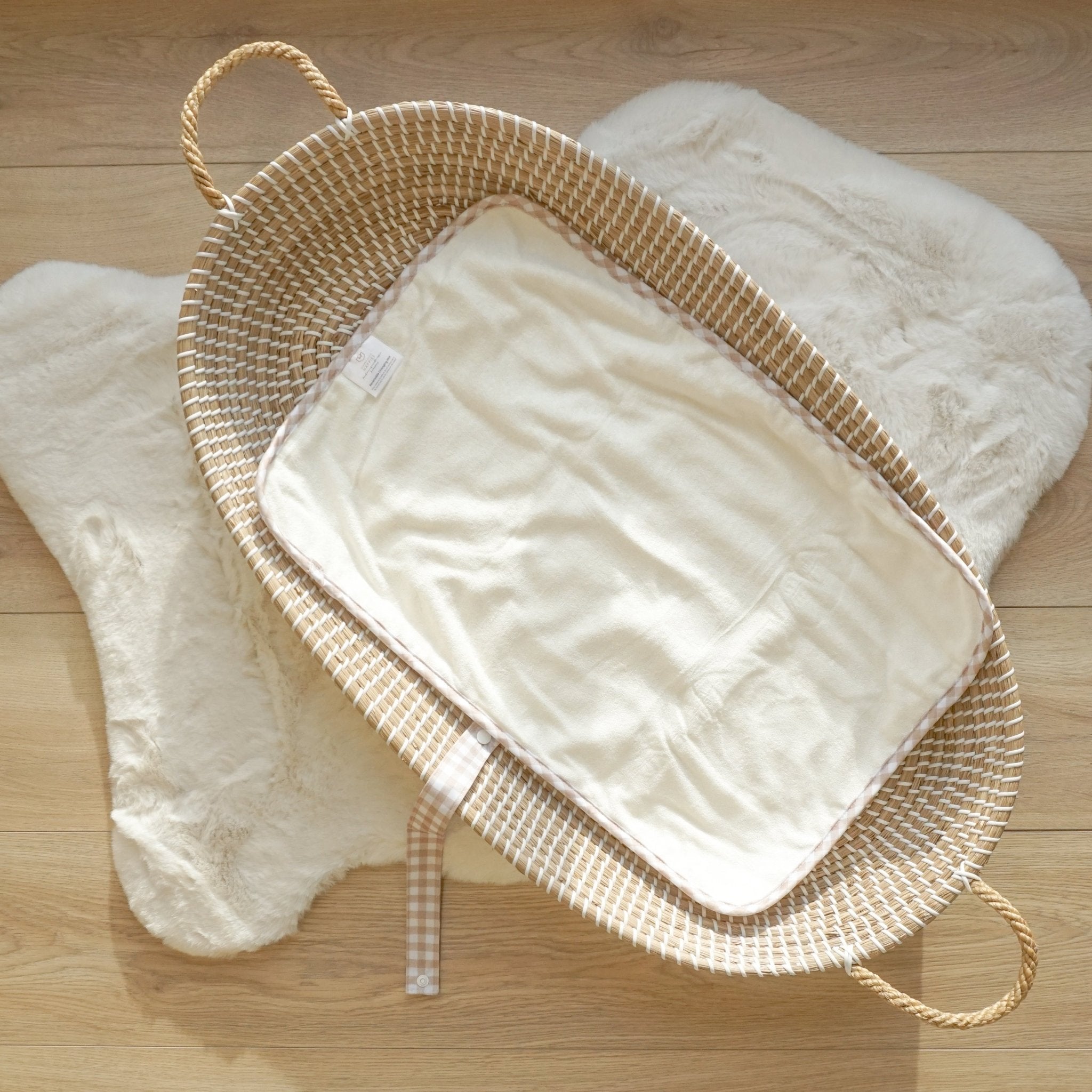 Baby Travel Changing Mats - Gingham Taupe - Modern Cloth Nappies