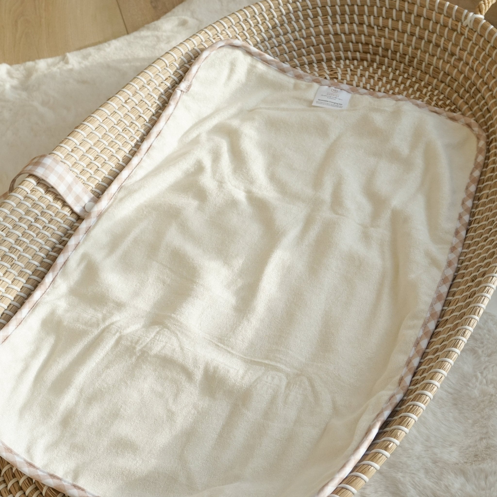 Baby Travel Changing Mats - Gingham Taupe - Modern Cloth Nappies