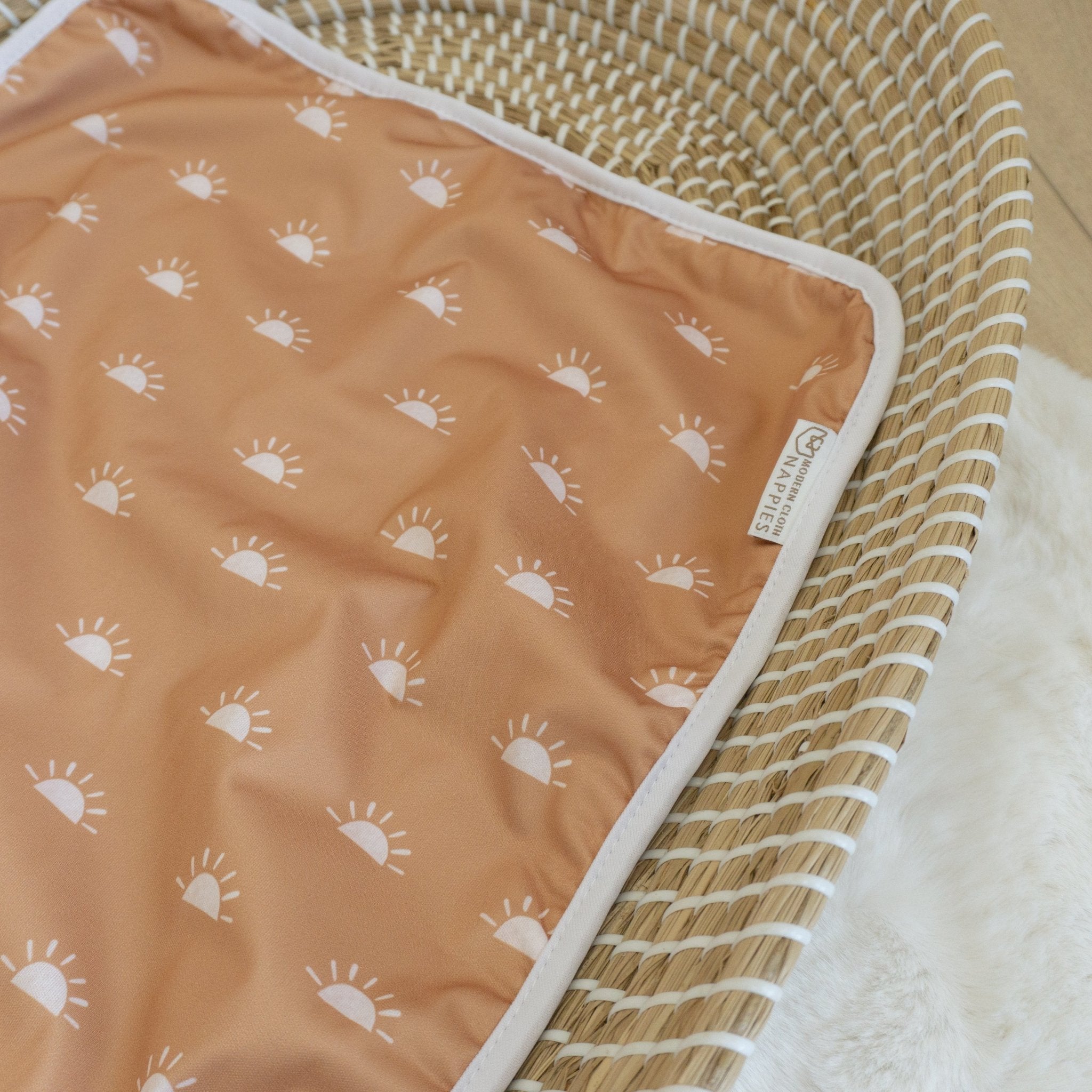 Baby Travel Changing Mats - Sunnies Camel with White - Modern Cloth Nappies