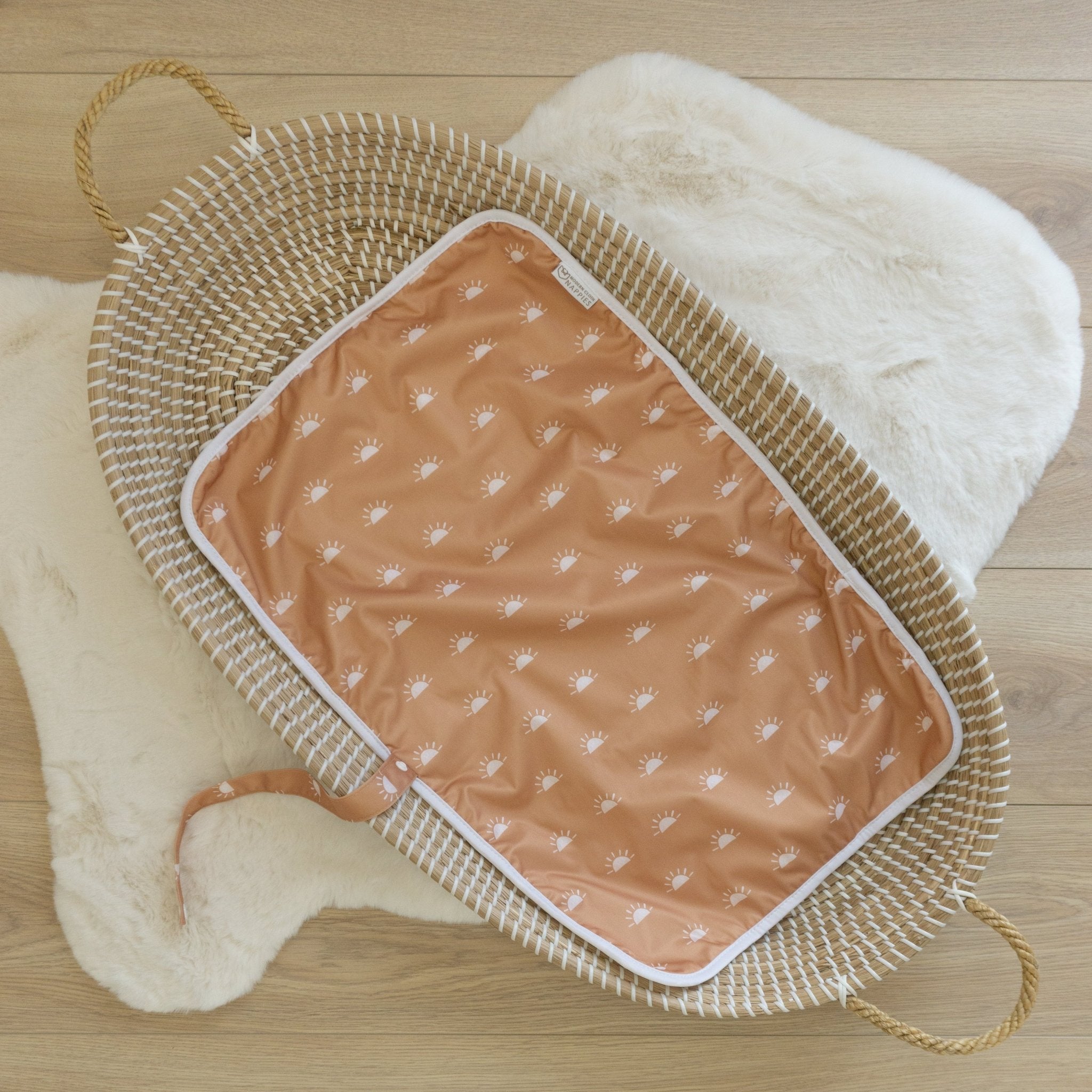 Baby Travel Changing Mats - Sunnies Camel with White - Modern Cloth Nappies