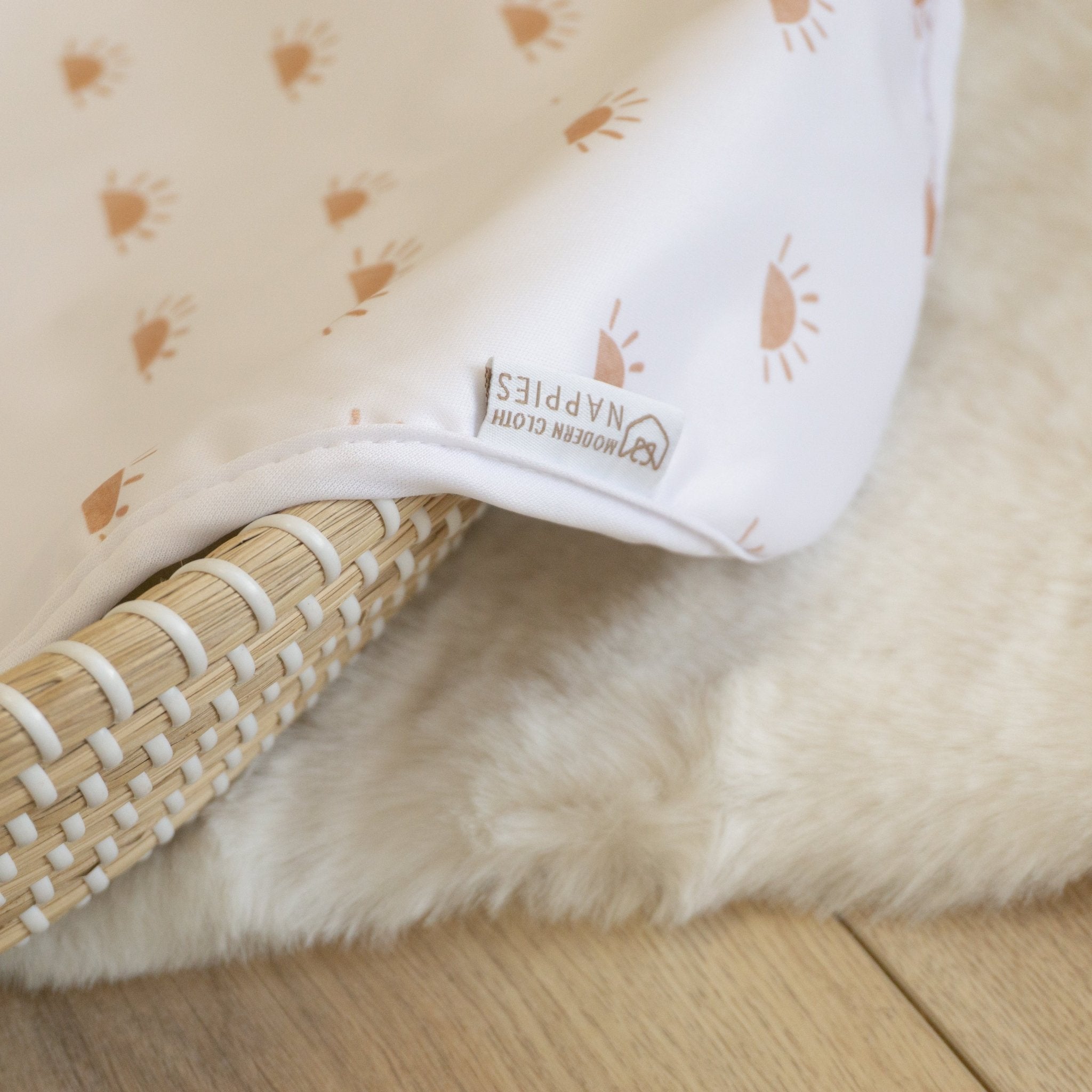 Baby Travel Changing Mats - Sunnies White with Camel - Modern Cloth Nappies