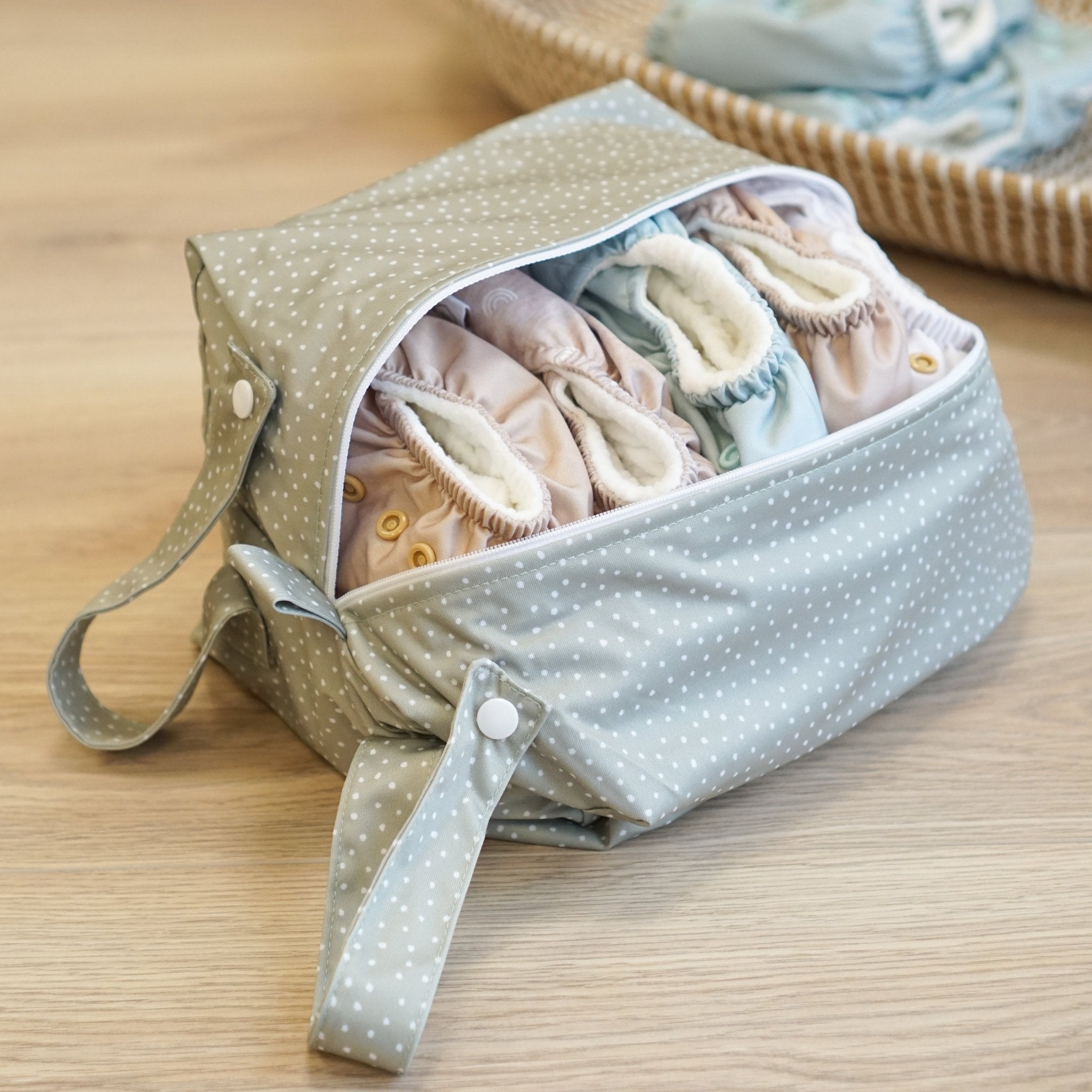 Cloth Nappy Pod - Dottie Sage - Modern Cloth Nappies