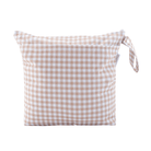 Grab & Go Nappy Wet Bags With Handle - Gingham Taupe - Modern Cloth Nappies