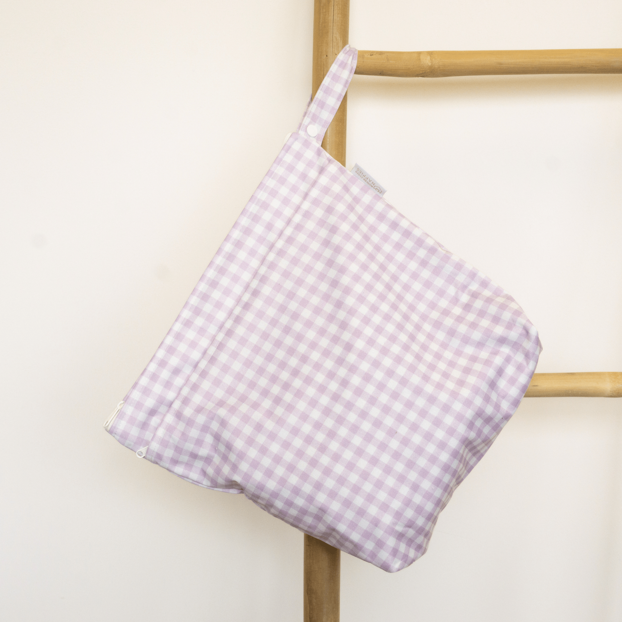 Grab & Go Nappy Wet Bags With Handle - Lilac Gingham - Modern Cloth Nappies