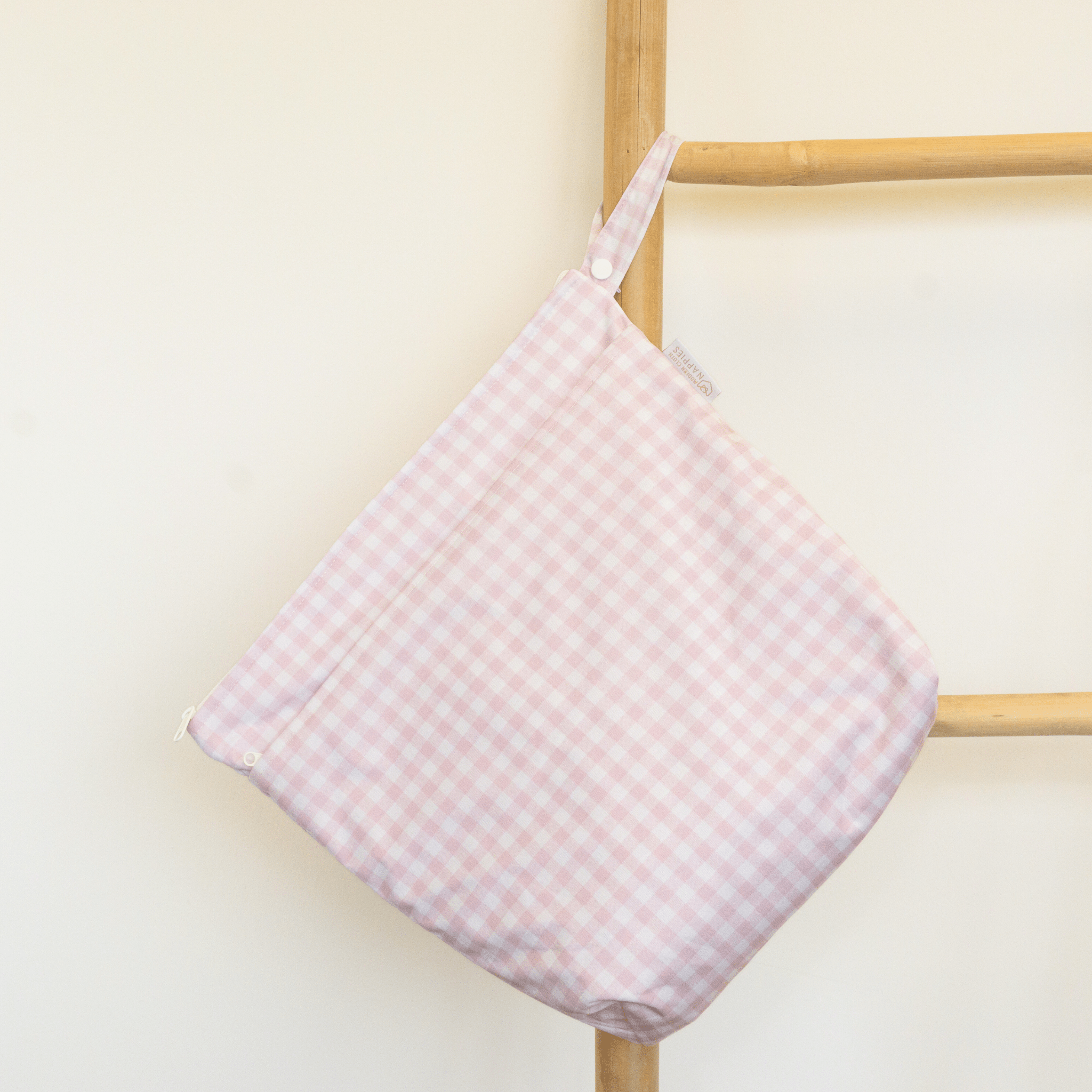 Grab & Go Nappy Wet Bags With Handle - Rose Gingham - Modern Cloth Nappies