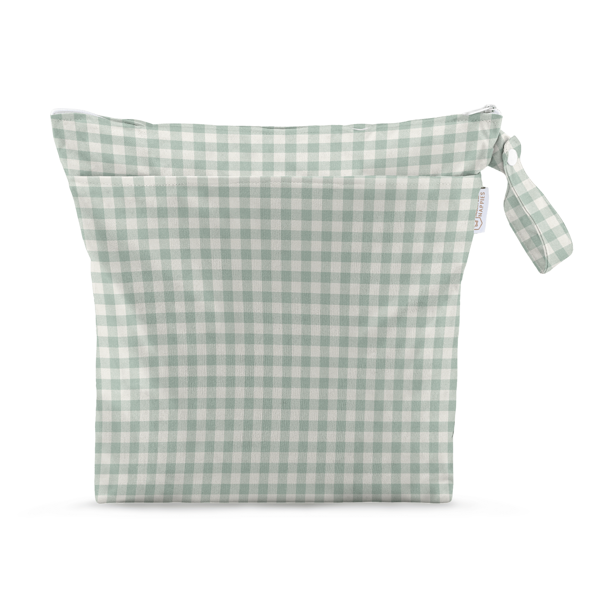 Grab & Go Nappy Wet Bags With Handle - Sage Gingham - Modern Cloth Nappies