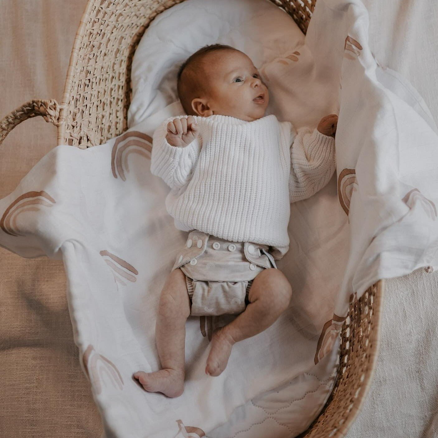 Newborn Reusable Cloth Nappy - White - Modern Cloth Nappies