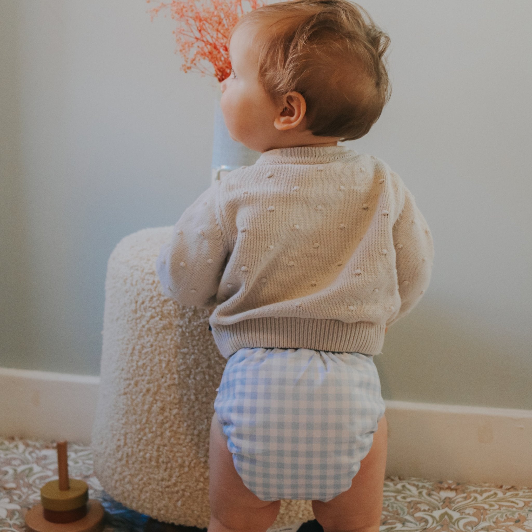 One Size All - In - One Reusable Cloth Nappy - Blue Gingham - Modern Cloth Nappies