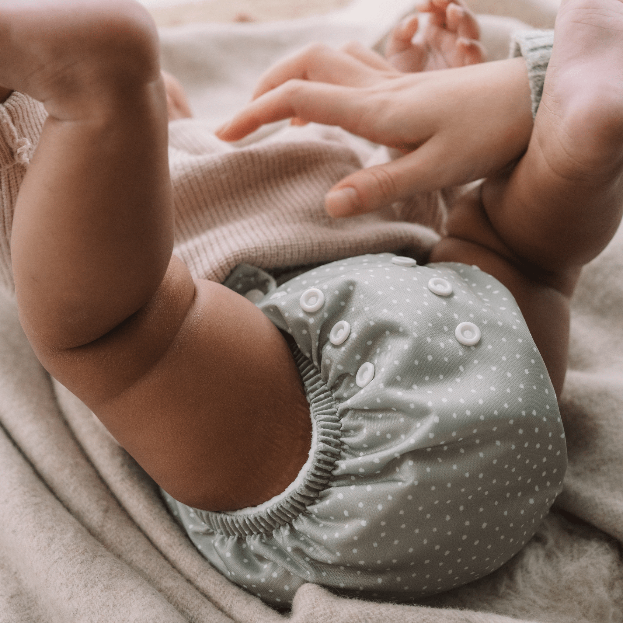 One Size All - In - One Reusable Cloth Nappy - Dottie - Sage - Modern Cloth Nappies