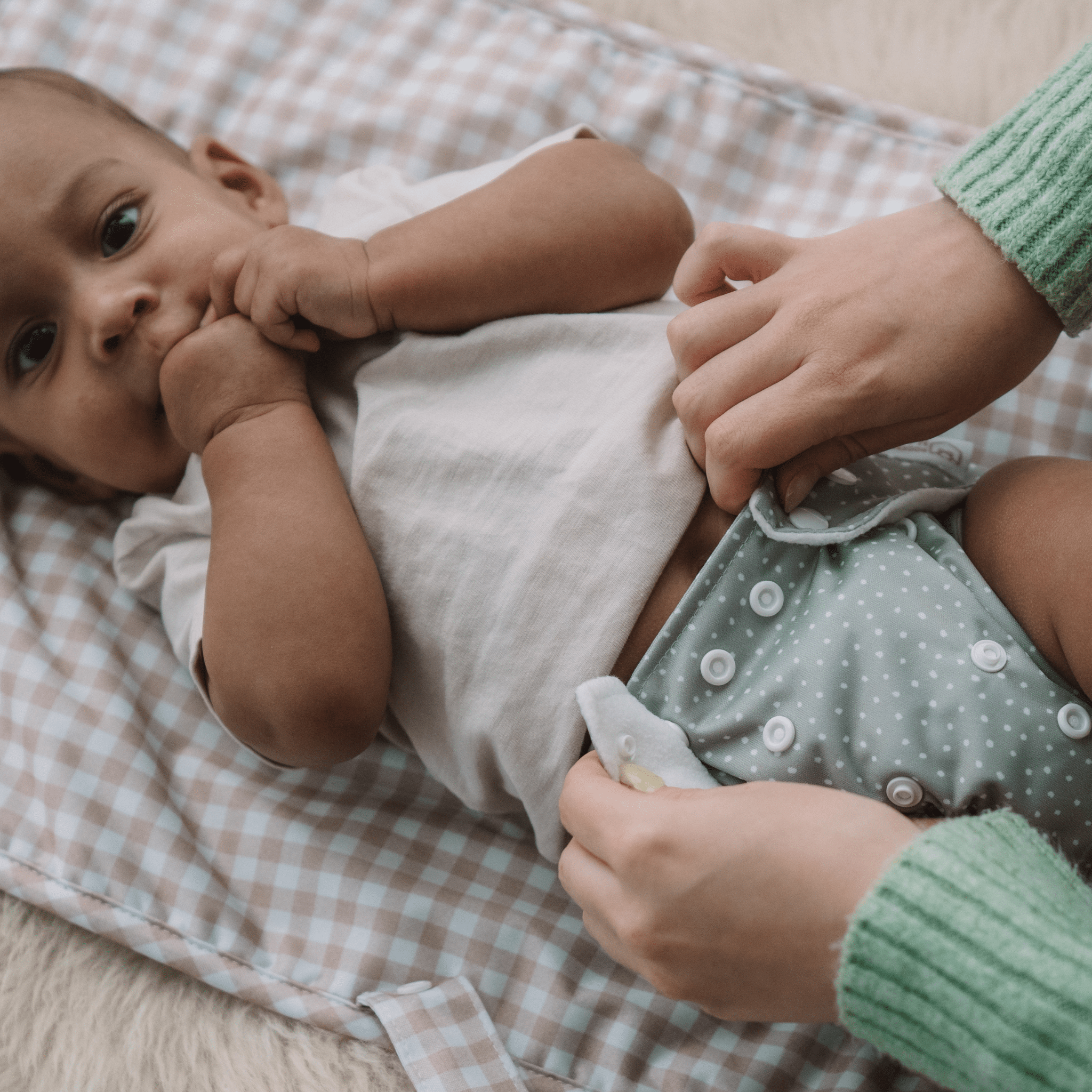 One Size All - In - One Reusable Cloth Nappy - Dottie - Sage - Modern Cloth Nappies