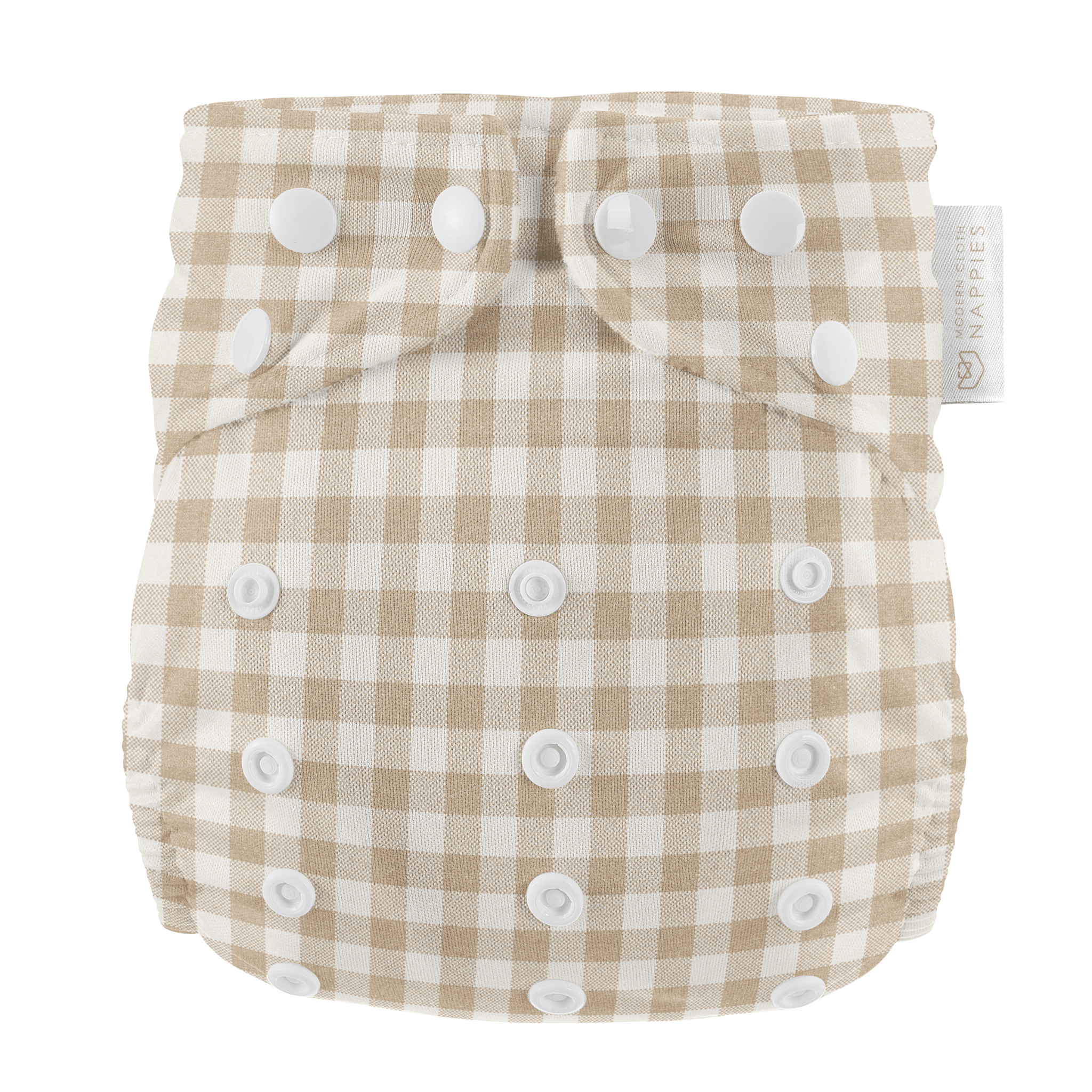 One Size All - In - One Reusable Cloth Nappy - Gingham Taupe - Modern Cloth Nappies