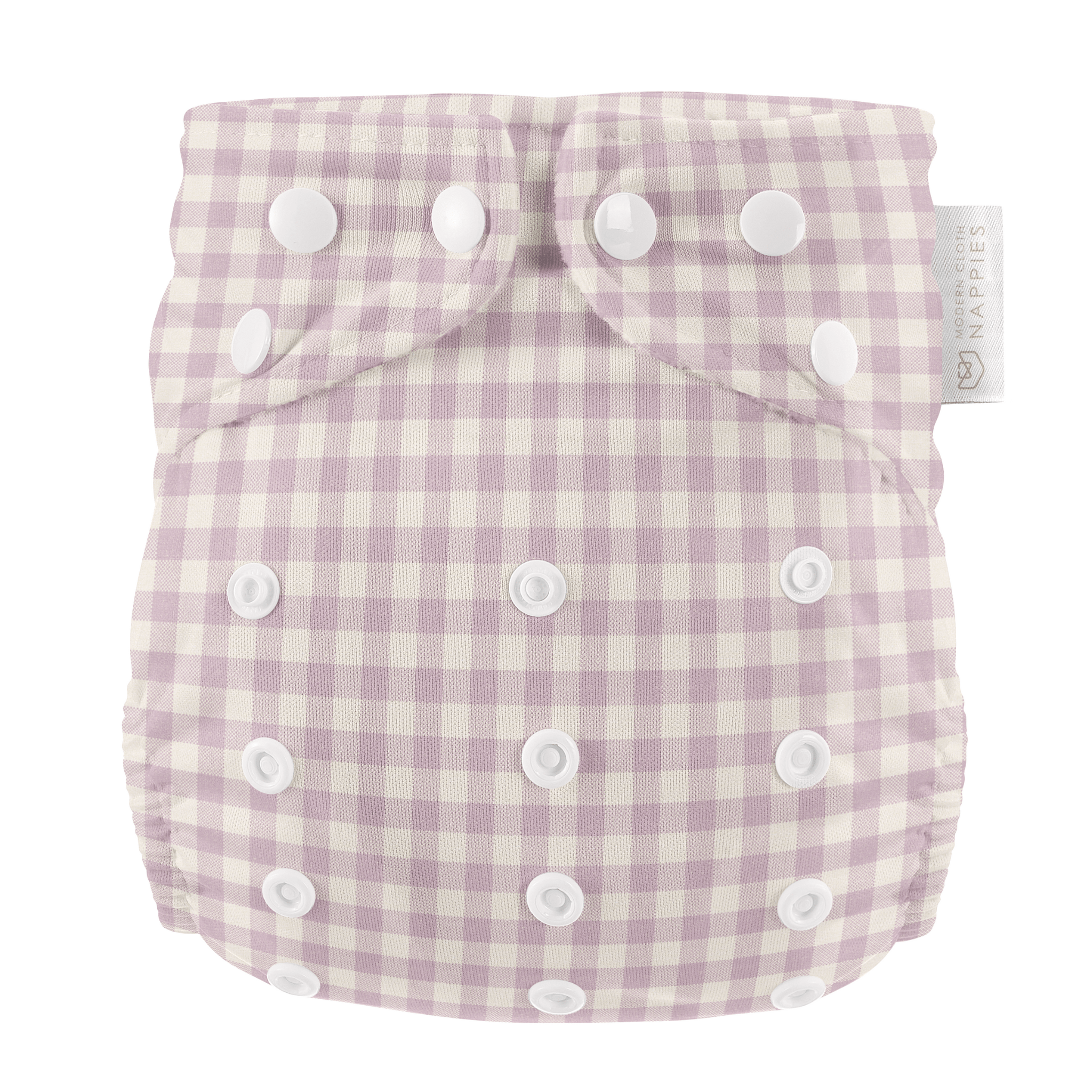 One Size All - In - One Reusable Cloth Nappy - Lilac Gingham - Modern Cloth Nappies