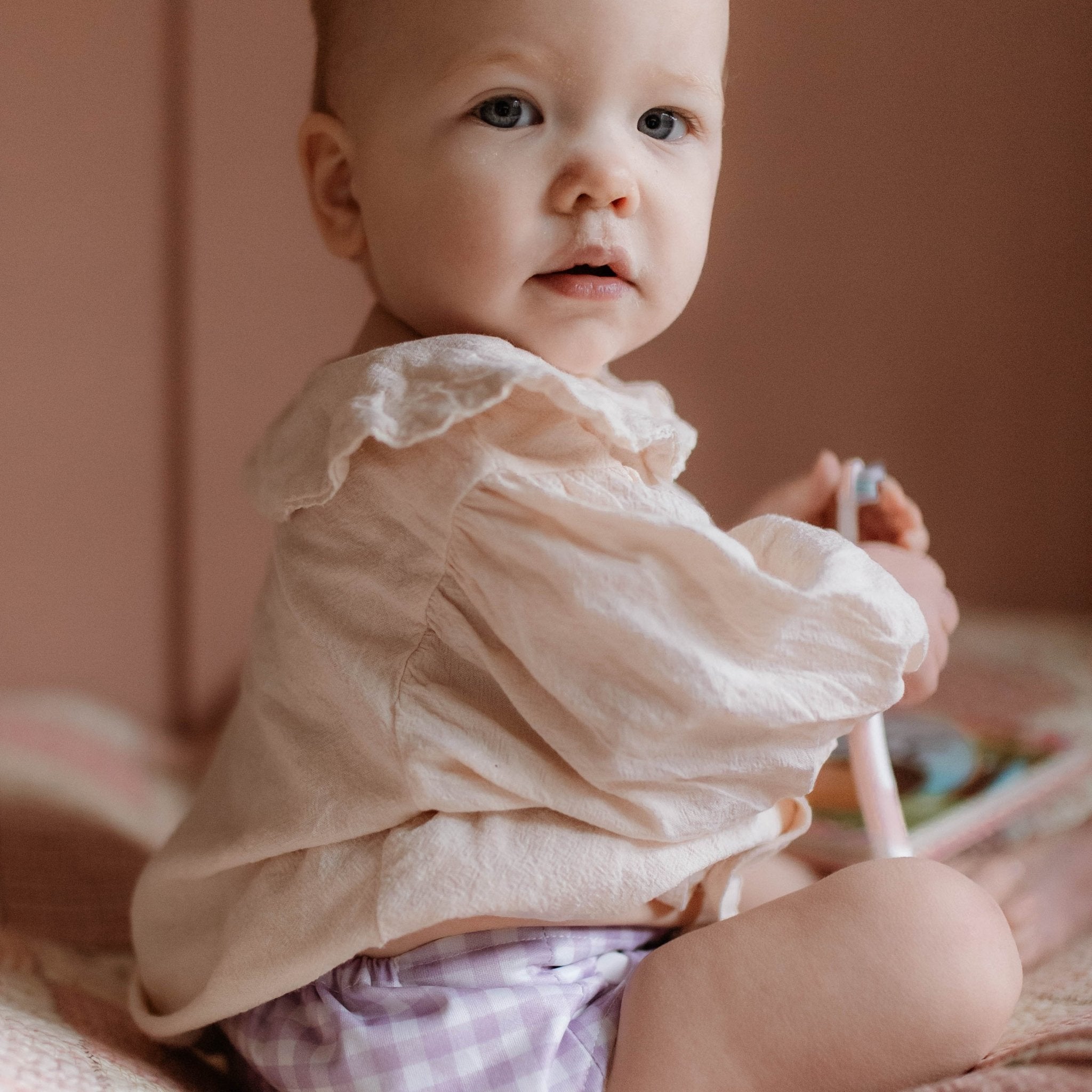 One Size All - In - One Reusable Cloth Nappy - Lilac Gingham - Modern Cloth Nappies