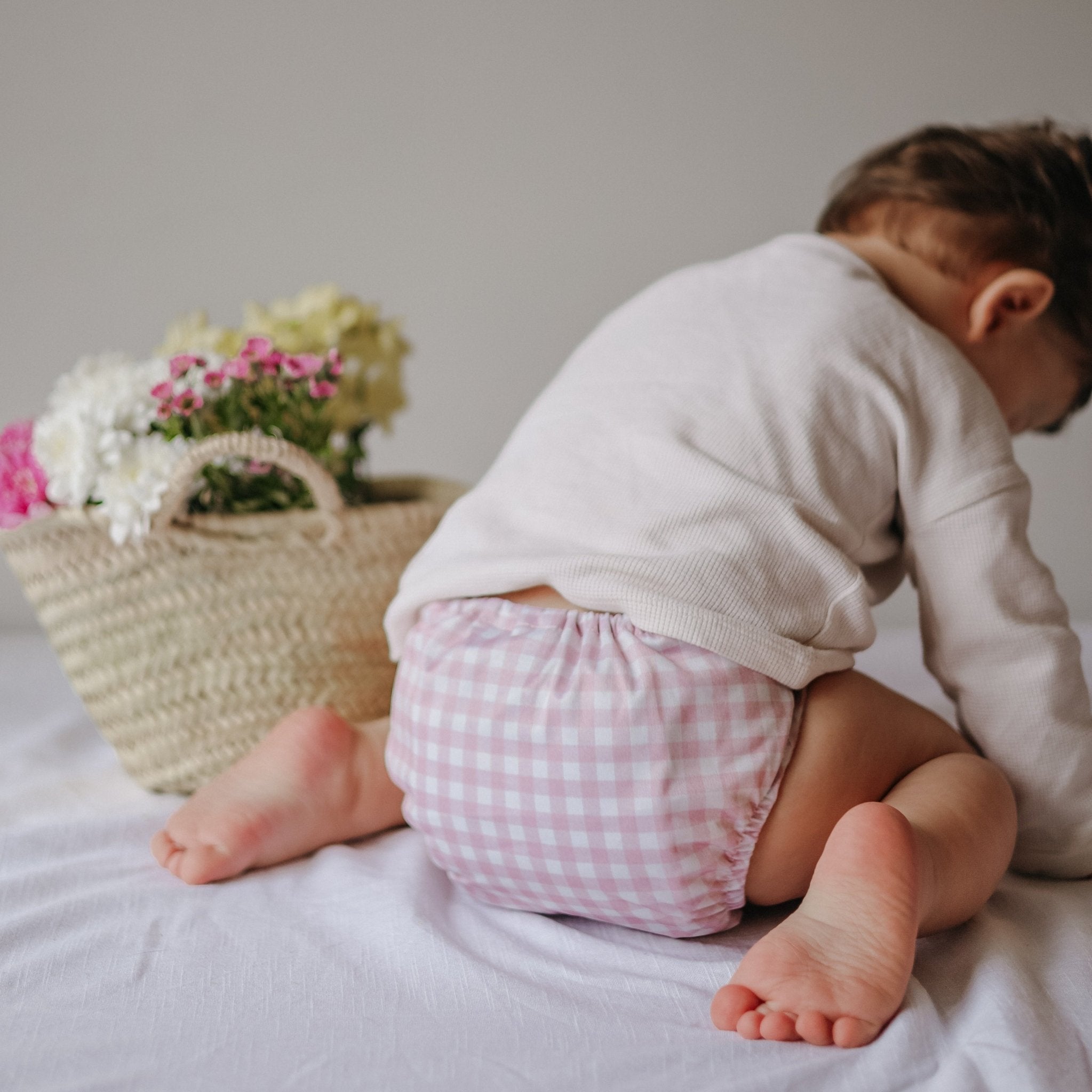 One Size All - In - One Reusable Cloth Nappy - Rose Gingham - Modern Cloth Nappies