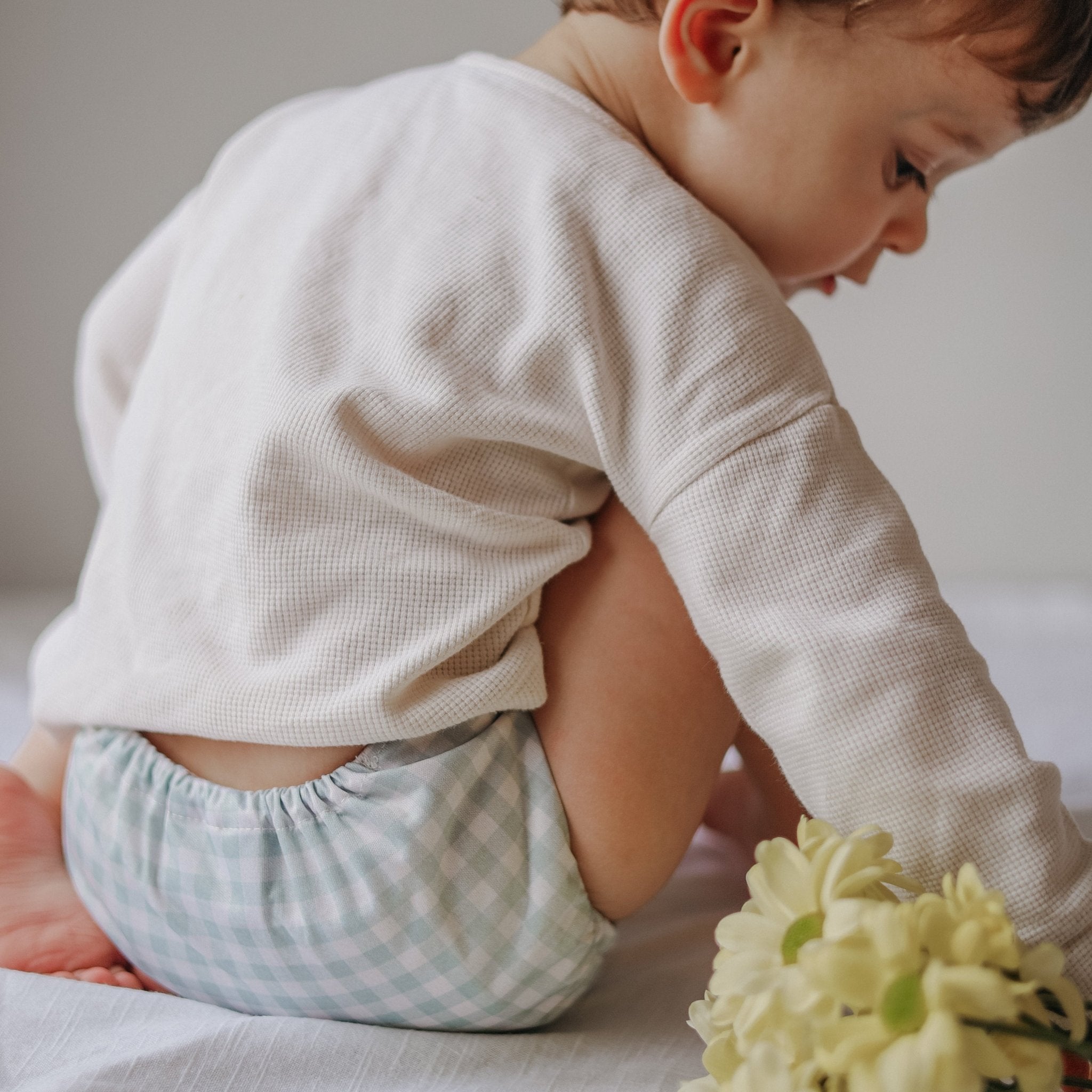 One Size All - In - One Reusable Cloth Nappy - Sage Gingham - Modern Cloth Nappies