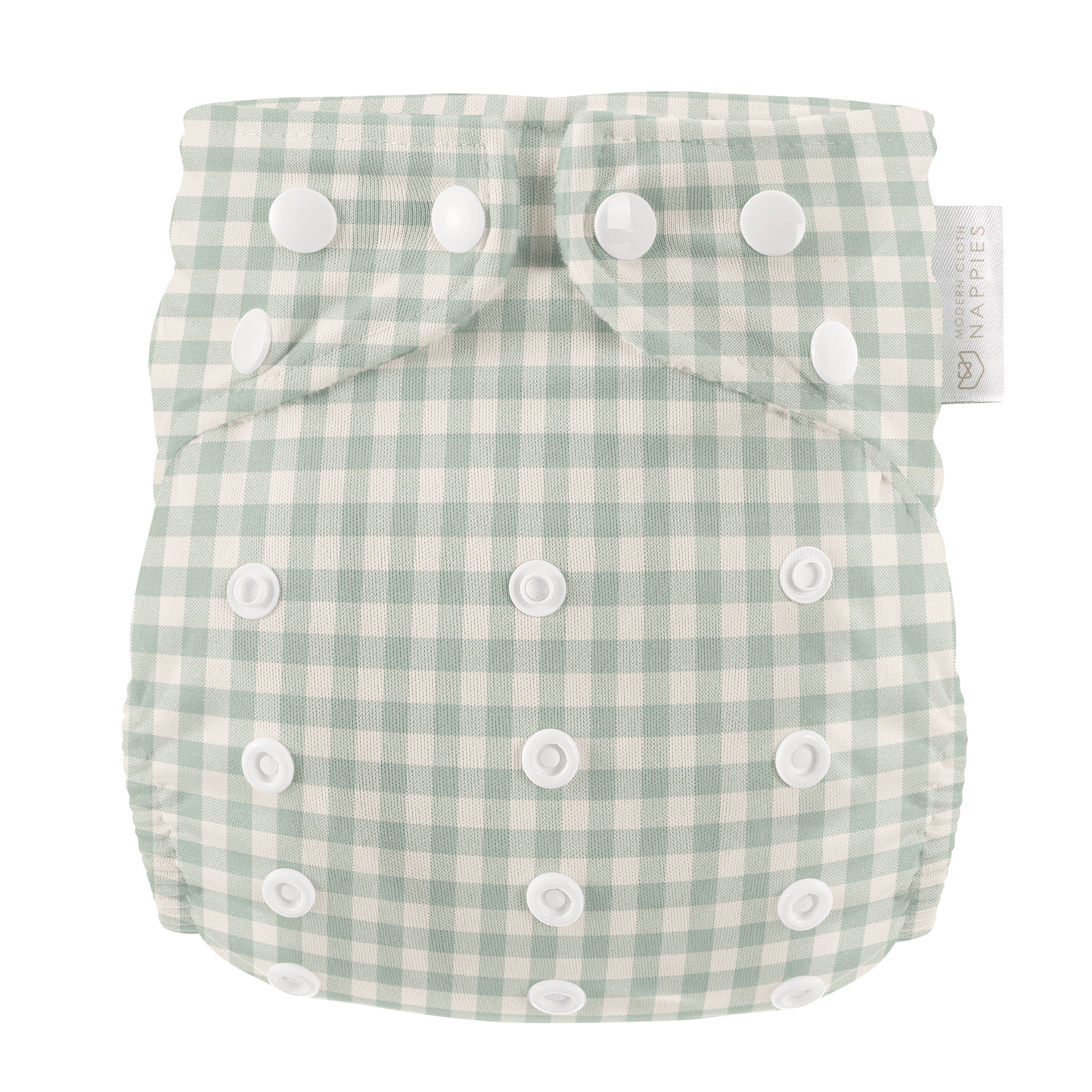 One Size All - In - One Reusable Cloth Nappy - Sage Gingham - Modern Cloth Nappies