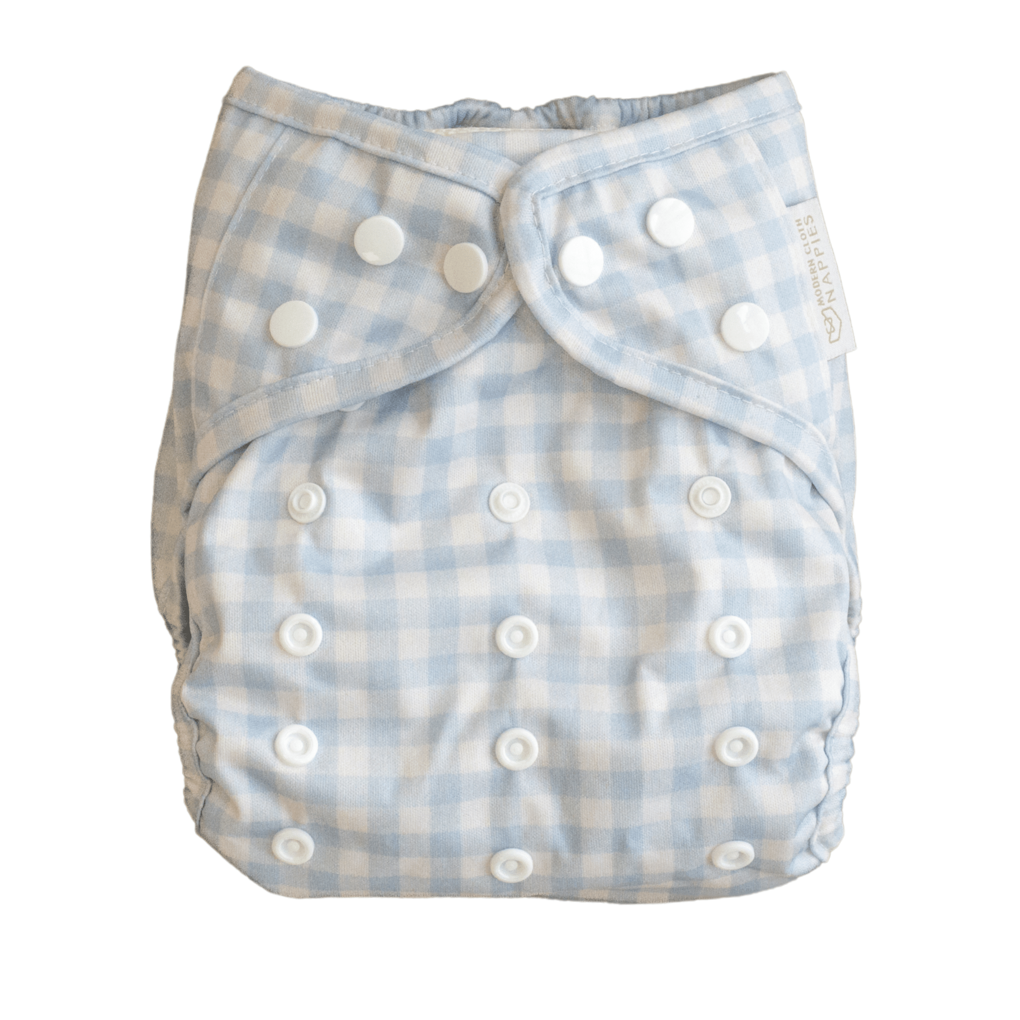 One Size Reusable Cloth Nappy Wrap - Blue Gingham - Modern Cloth Nappies