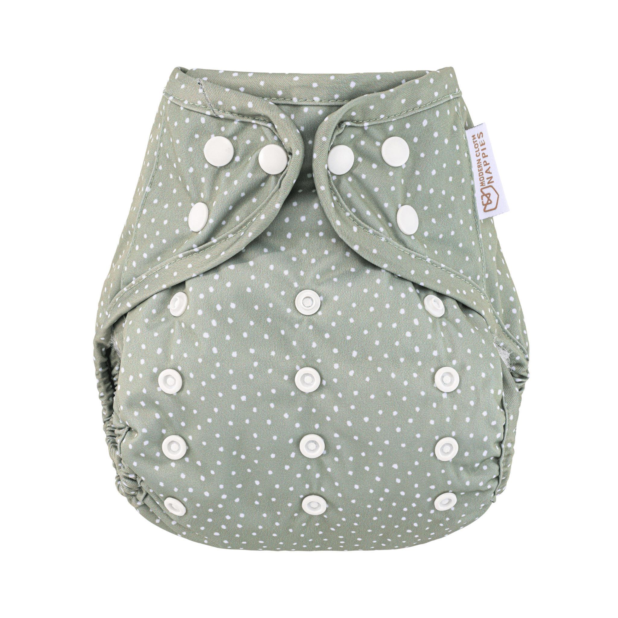 One Size Reusable Cloth Nappy Wrap - Dottie - Sage - Modern Cloth Nappies