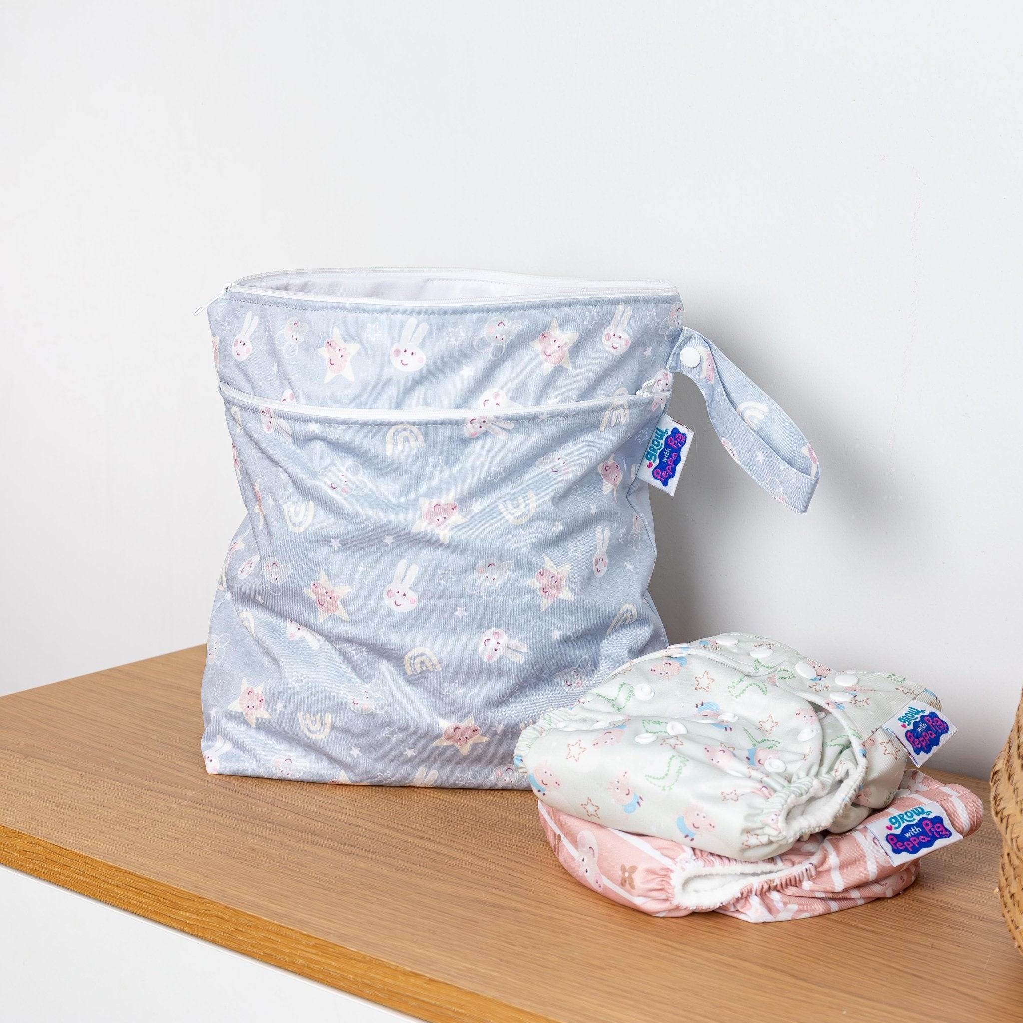 Peppa Pig Grab & Go Nappy Wet Bag - Blue Mix Peppa & Friends - Modern Cloth Nappies