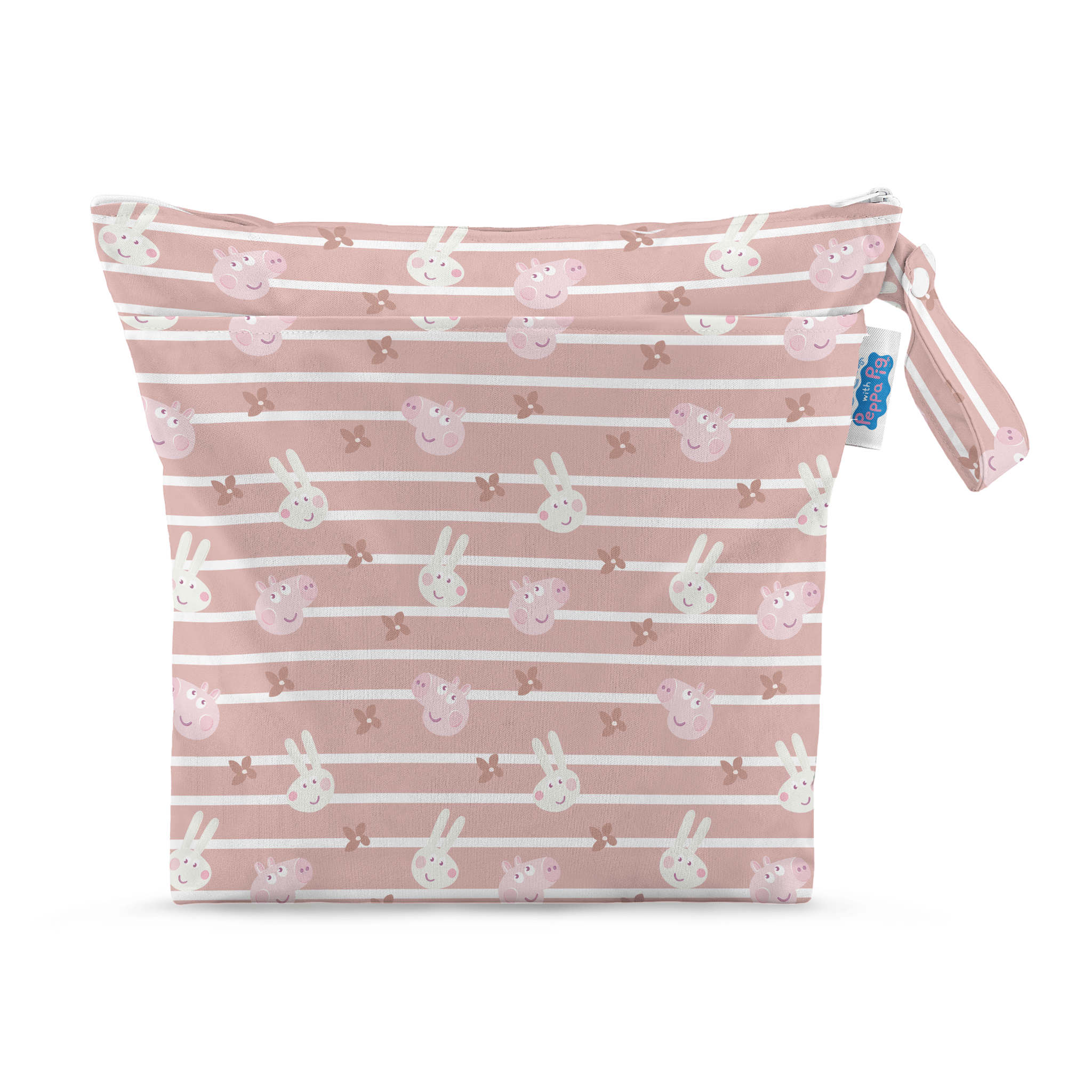 Peppa Pig Grab & Go Nappy Wet Bag - Blush Stripe - Modern Cloth Nappies