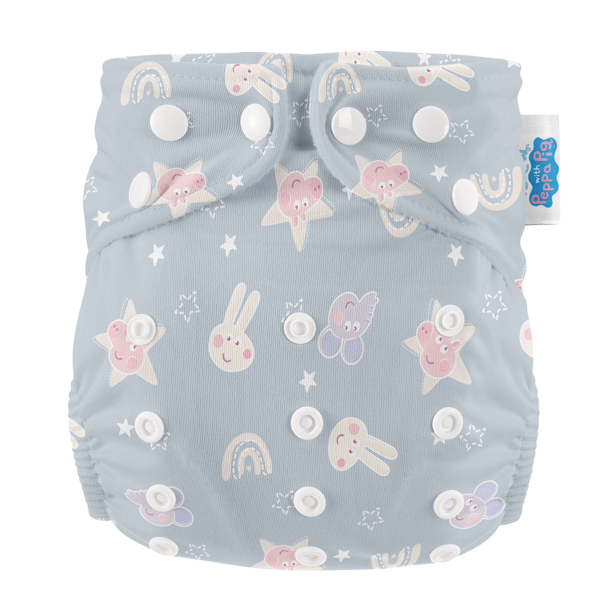 Peppa Pig One Size All - In - One Reusable Cloth Nappy - Blue Mix Peppa & Friends - Modern Cloth Nappies