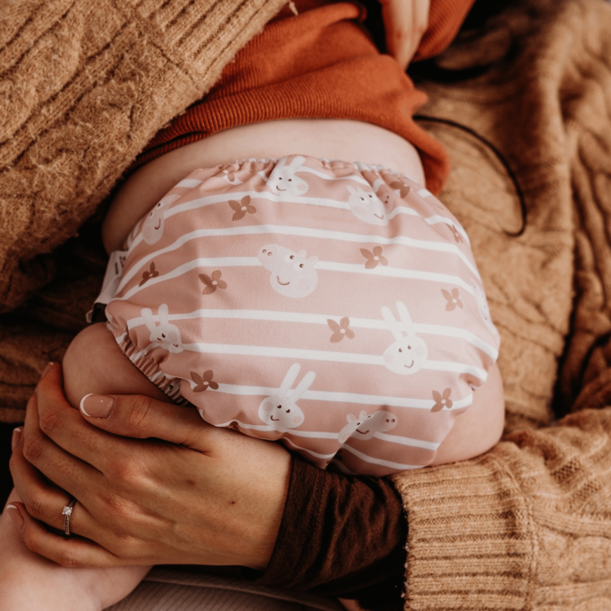 Peppa Pig One Size All - In - One Reusable Cloth Nappy - Blush Stripe - Modern Cloth Nappies