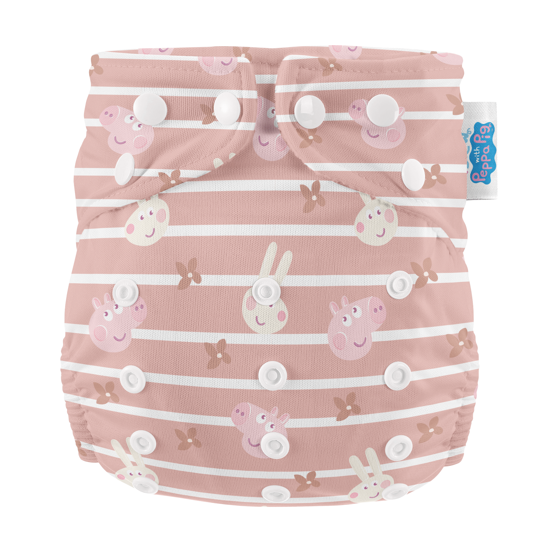 Peppa Pig One Size All - In - One Reusable Cloth Nappy - Blush Stripe - Modern Cloth Nappies