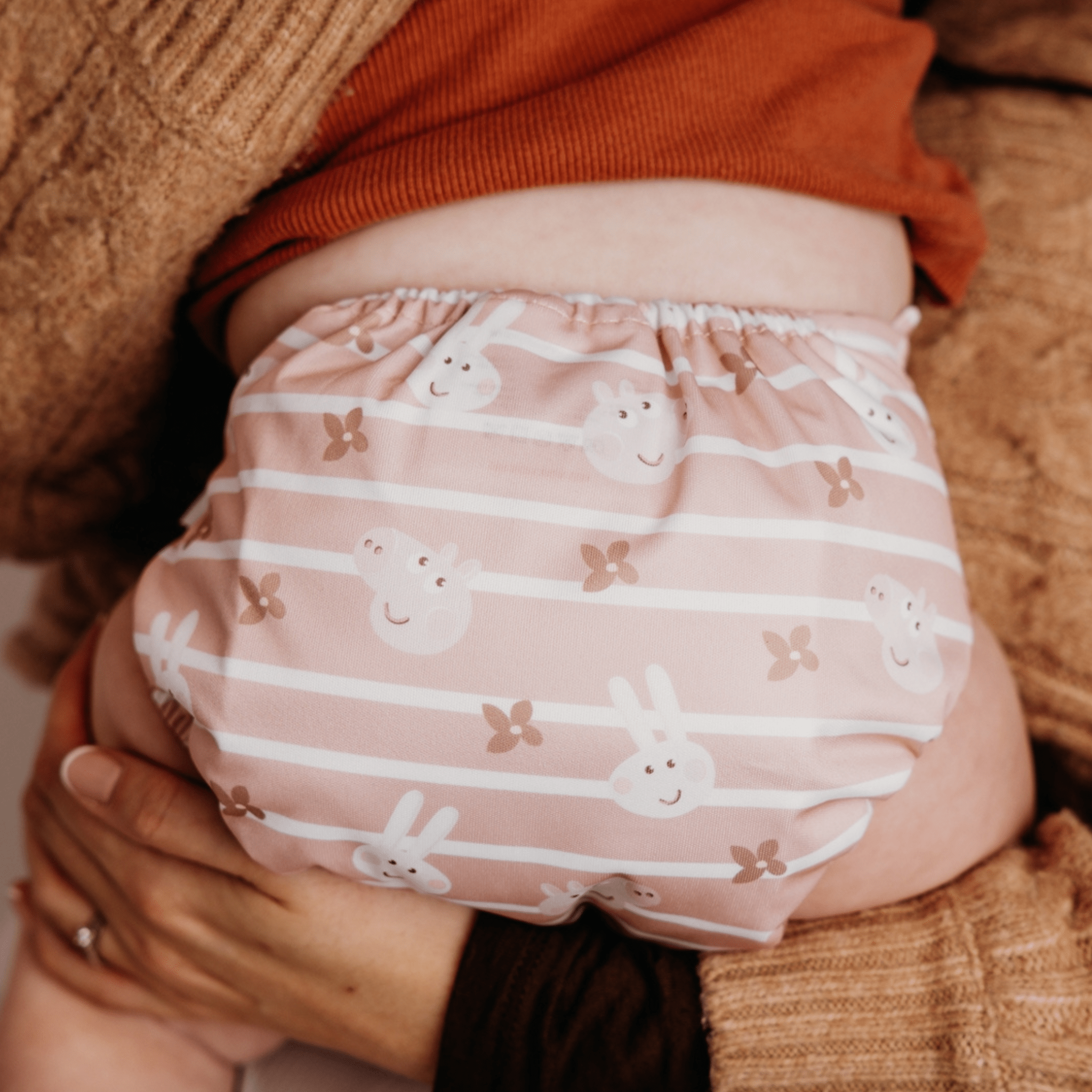 Peppa Pig One Size All - In - One Reusable Cloth Nappy - Blush Stripe - Modern Cloth Nappies