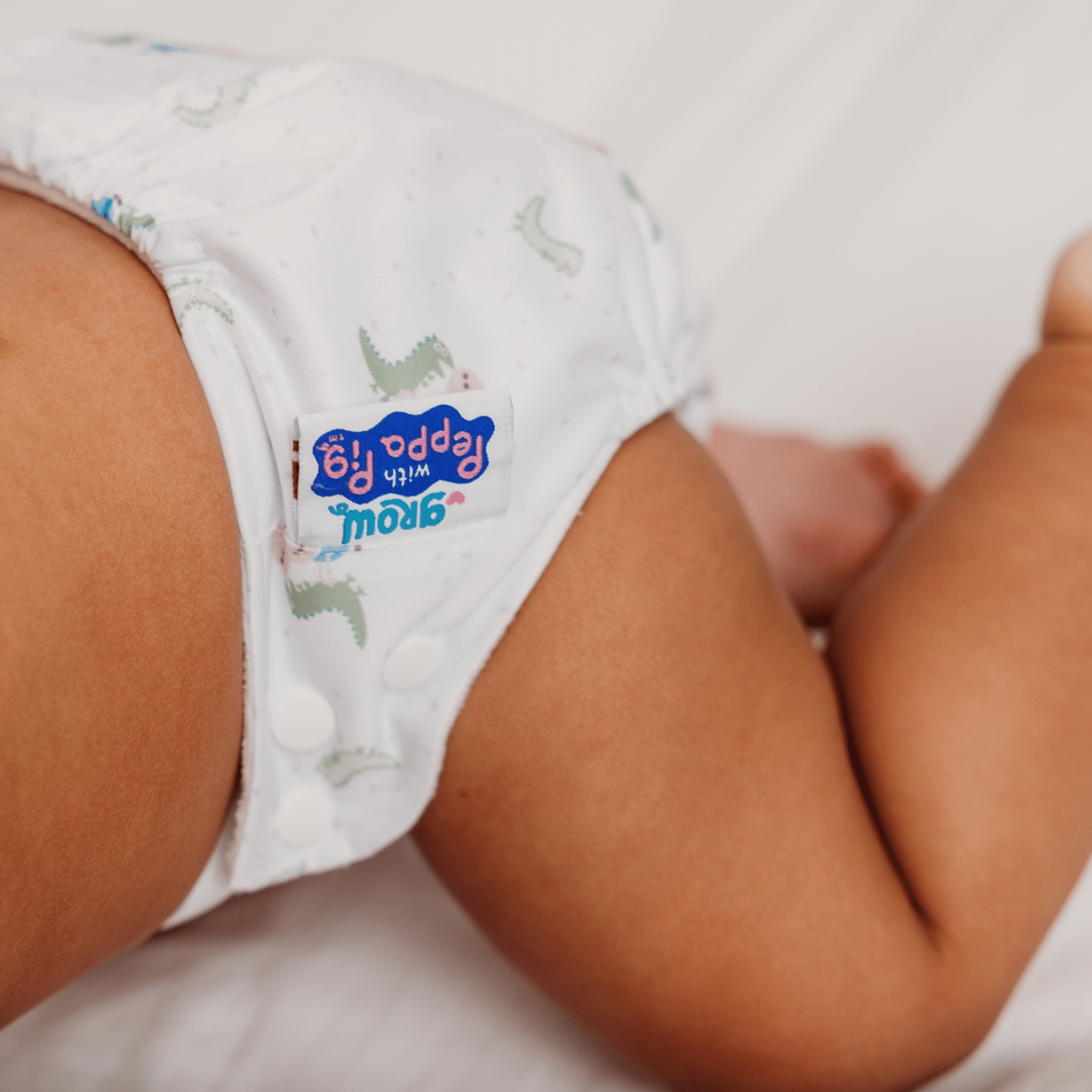 Peppa Pig One Size All - In - One Reusable Cloth Nappy - George & Mr.Dinosaur | White - Modern Cloth Nappies