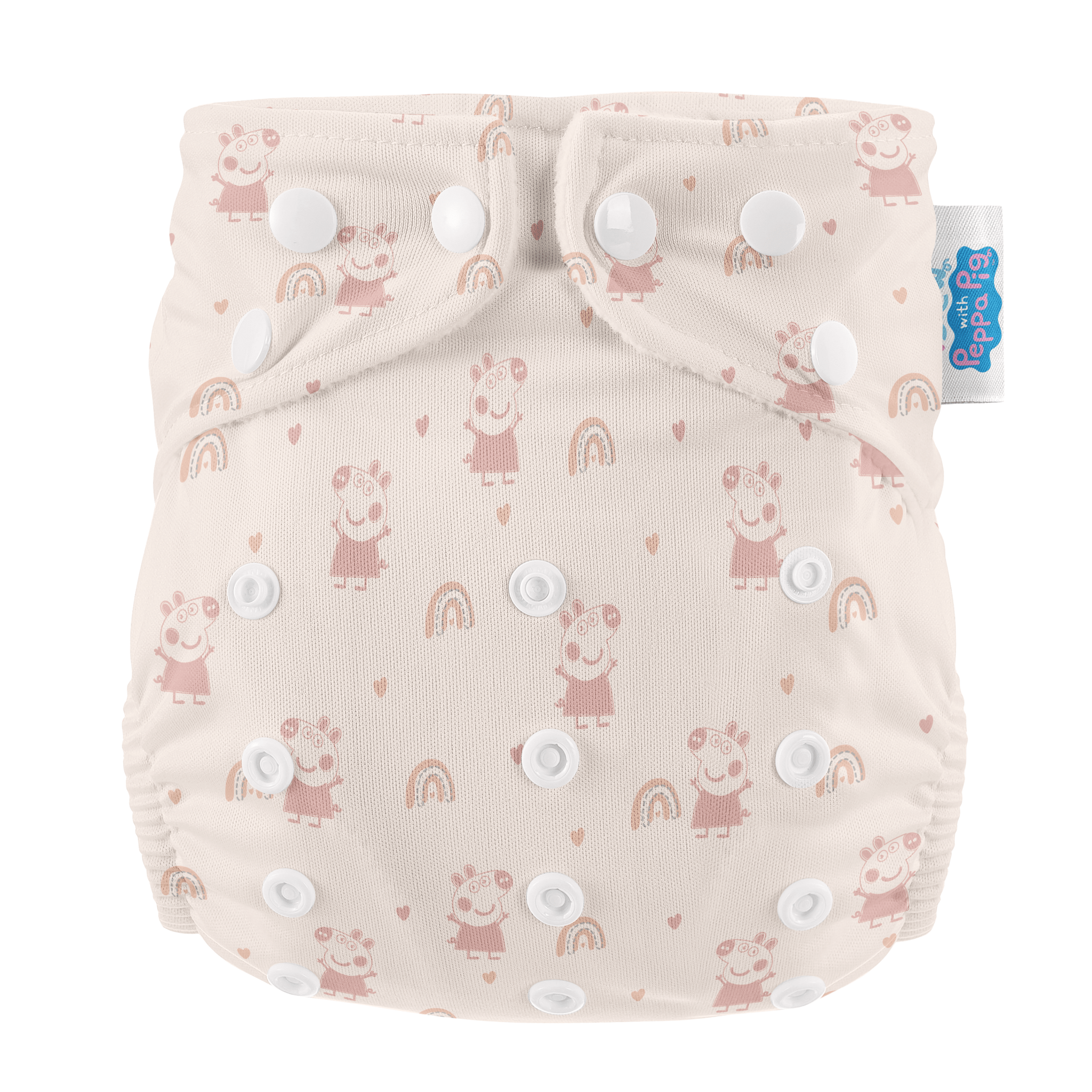 Peppa Pig One Size All - In - One Reusable Cloth Nappy - Pink Rainbows - Modern Cloth Nappies