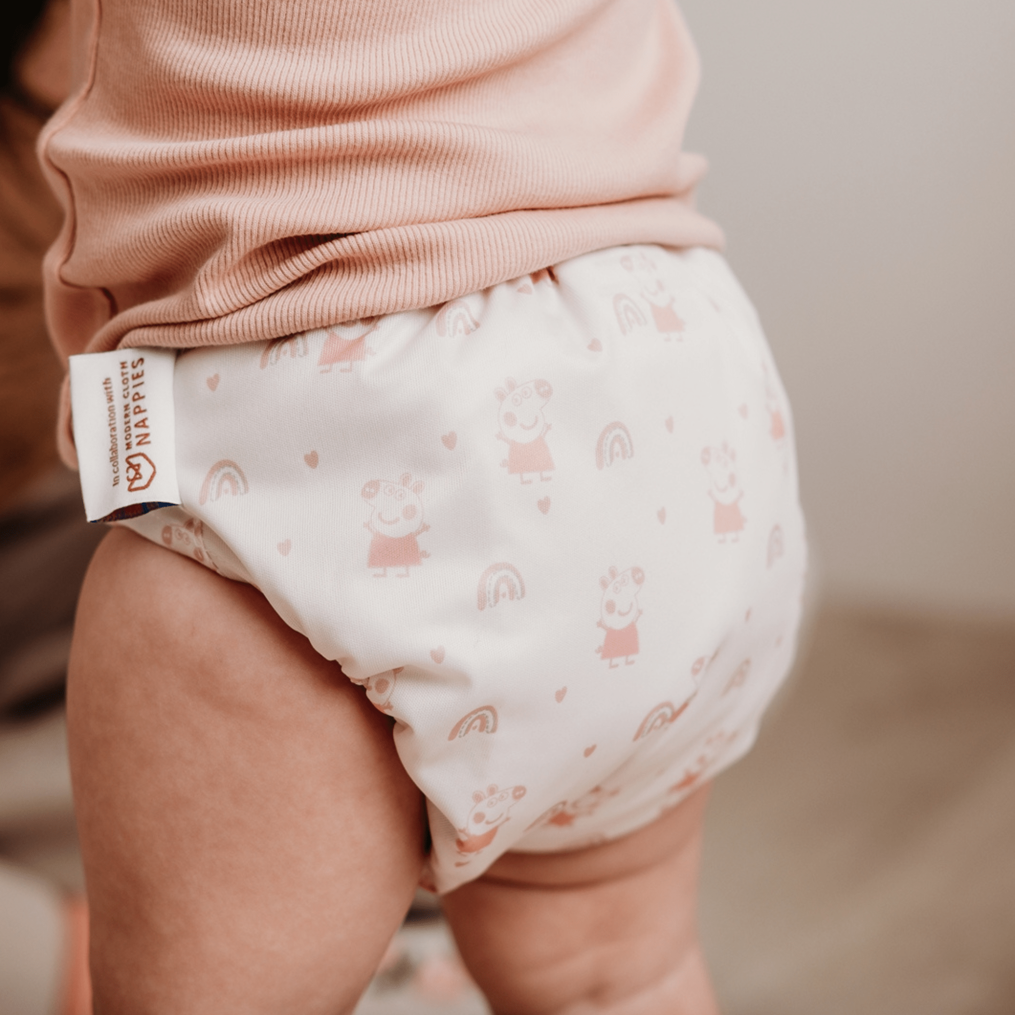 Peppa Pig One Size All - In - One Reusable Cloth Nappy - Pink Rainbows - Modern Cloth Nappies