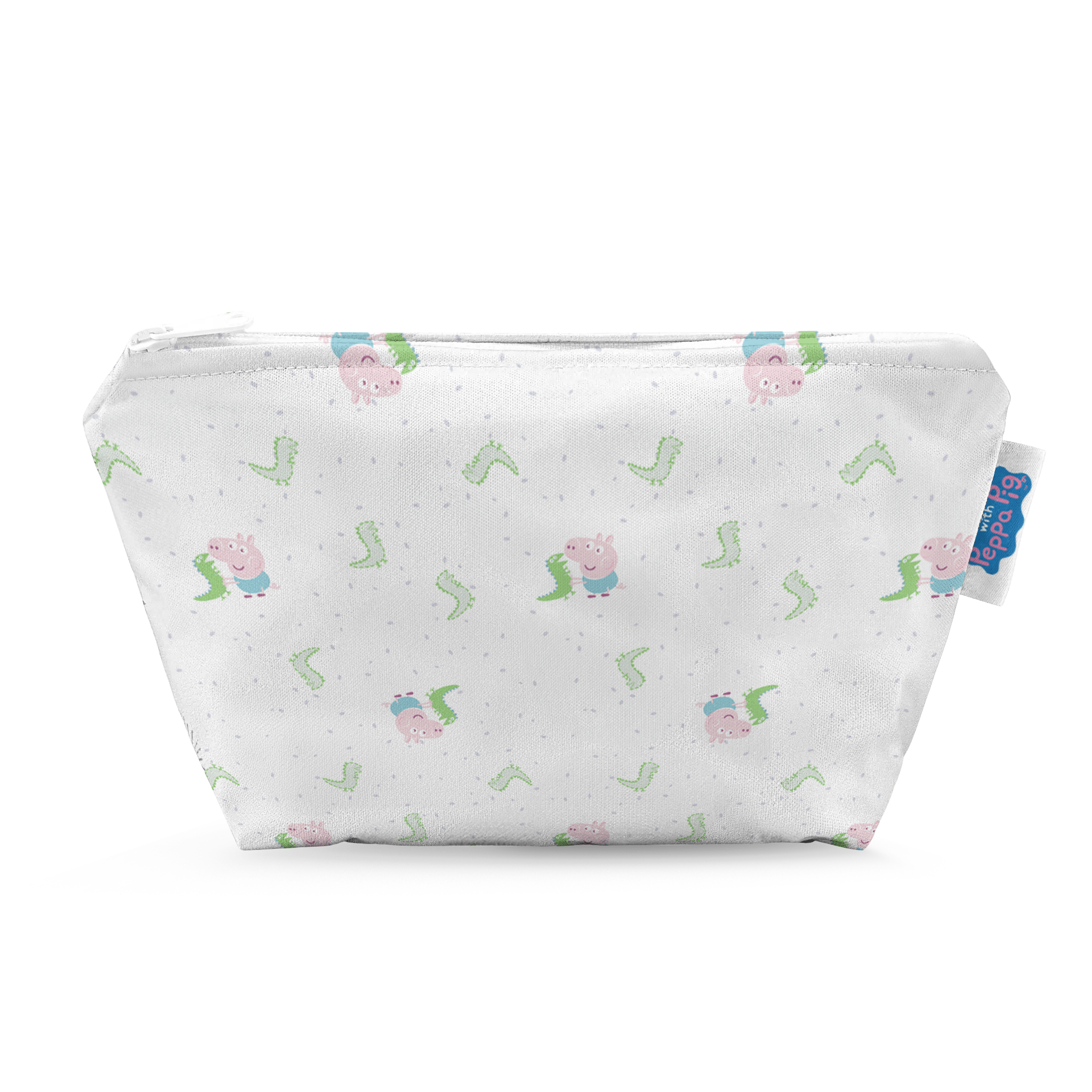 Peppa Pig Small Reusable Cloth Wipe Wet Bag - George & Mr.Dinosaur | White - Modern Cloth Nappies