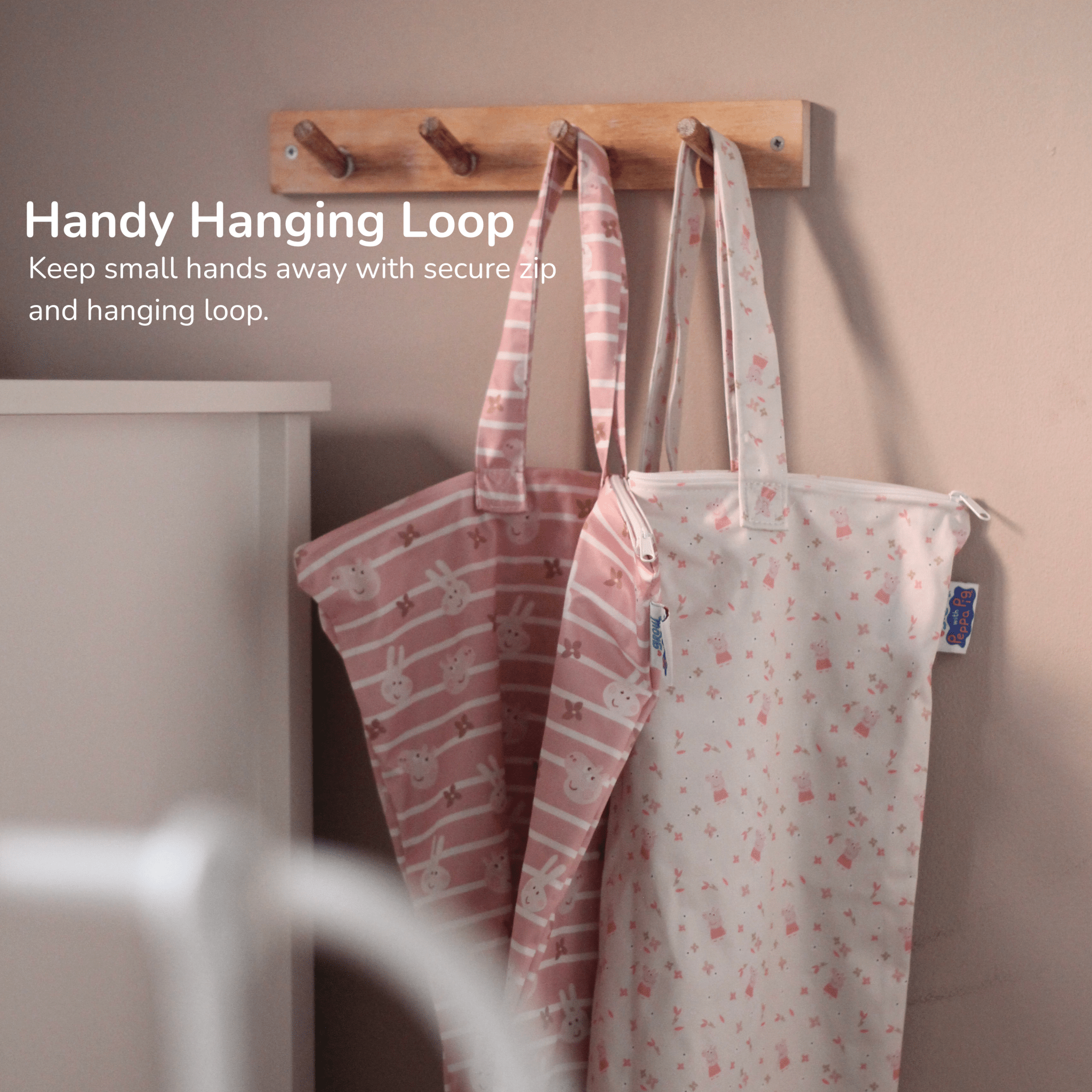 Peppa Pig XL Wet Bag Reusable Cloth Nappy Pail - Pink Rainbows - Modern Cloth Nappies