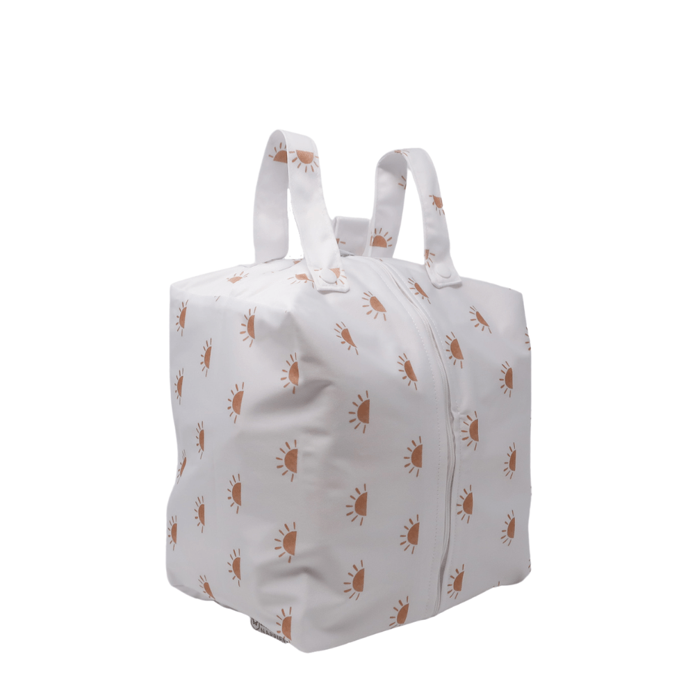Cloth Nappy Pod - Sunnies White with Camel - Modern Cloth Nappies