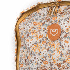 close up of vegan leather logo