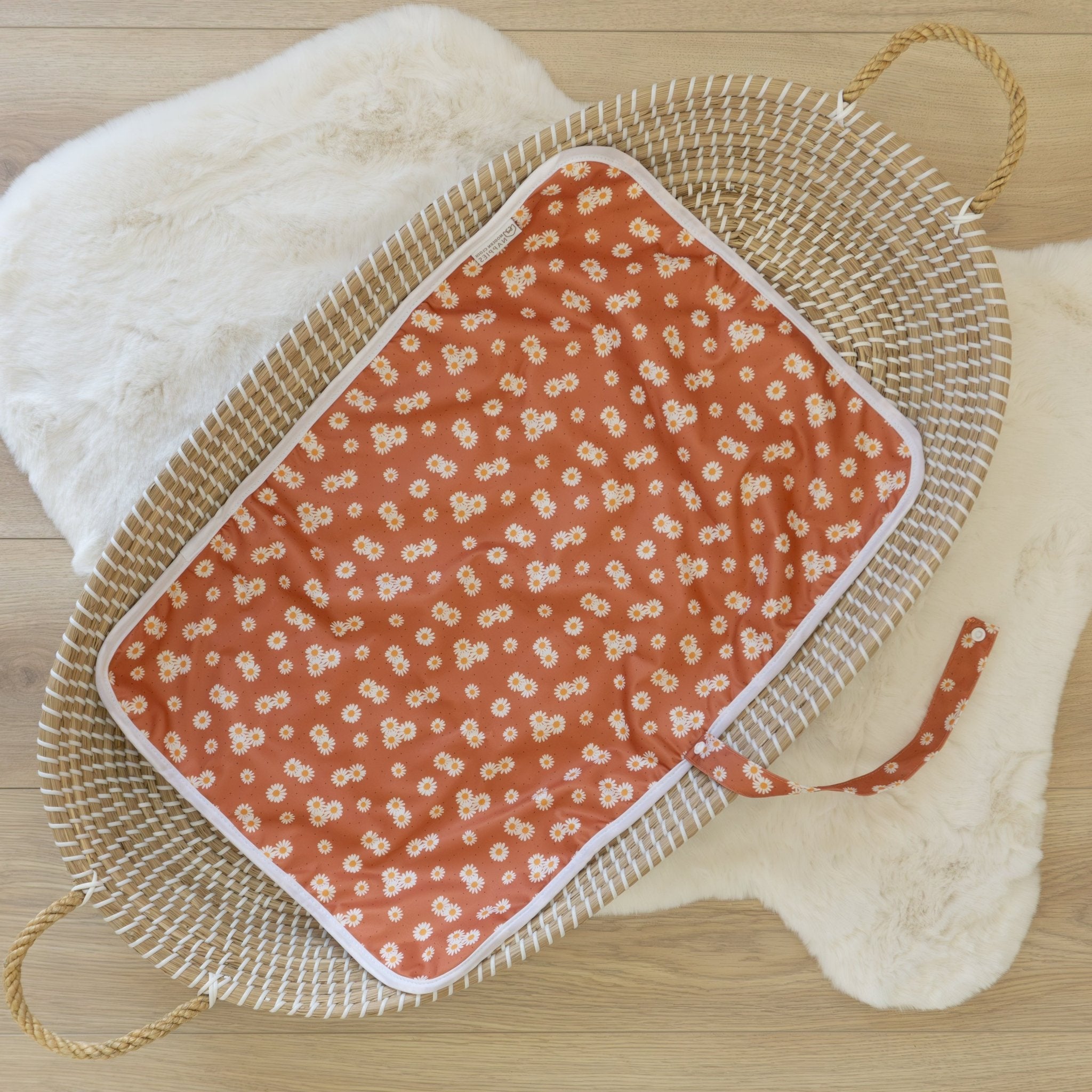 Bacati Basketball Pattern Quilted Changing Pad Cover - Orange/Grey Cotton Muslin