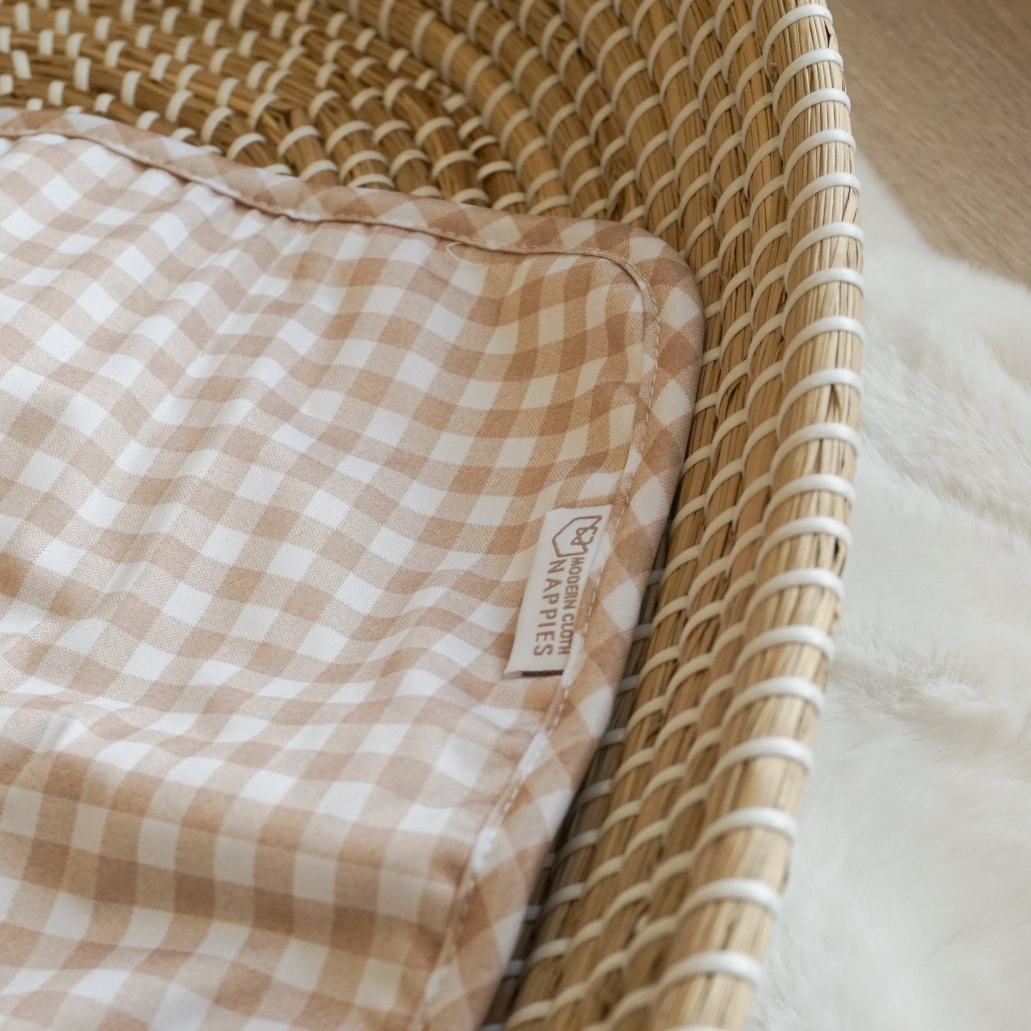 Baby Travel Changing Mats - Gingham Taupe - Modern Cloth Nappies