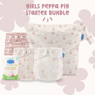 Girls Peppa Pig Reusable Nappies Bundle - 3 Reusable Nappies, Medium Wet Bag + 100 Nappy Liners - Modern Cloth Nappies